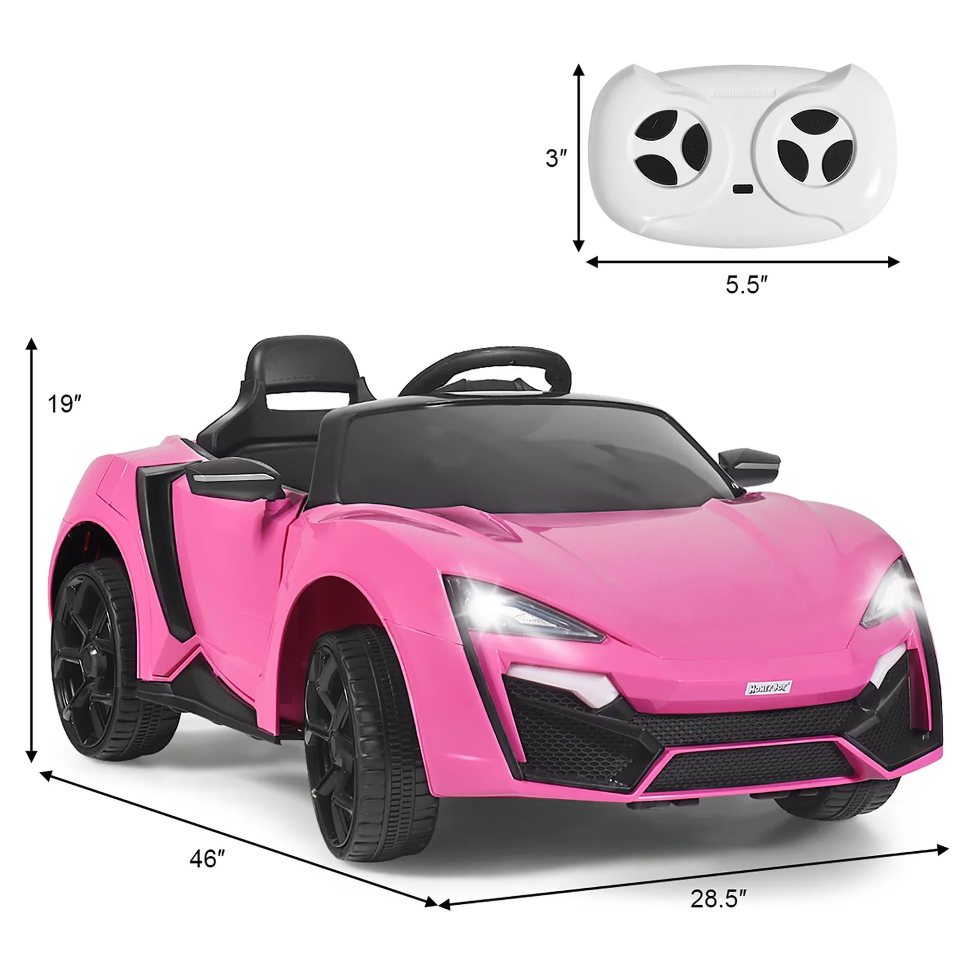 Costway 12V Kids Ride On Car 2.4G RC Electric Vehicle w/ Lights MP3 Openable Doors Pink - Womvr