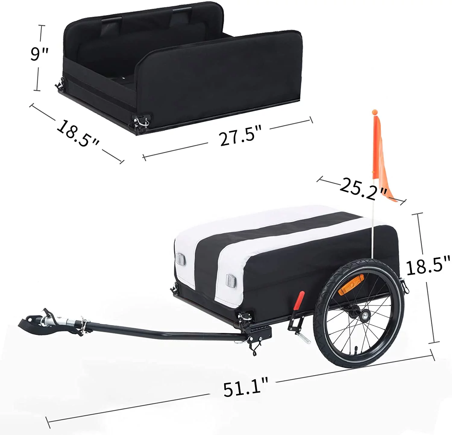 Mojay Two-Wheel Bicycle Cargo Trailer, Biking Trailer, 27.5