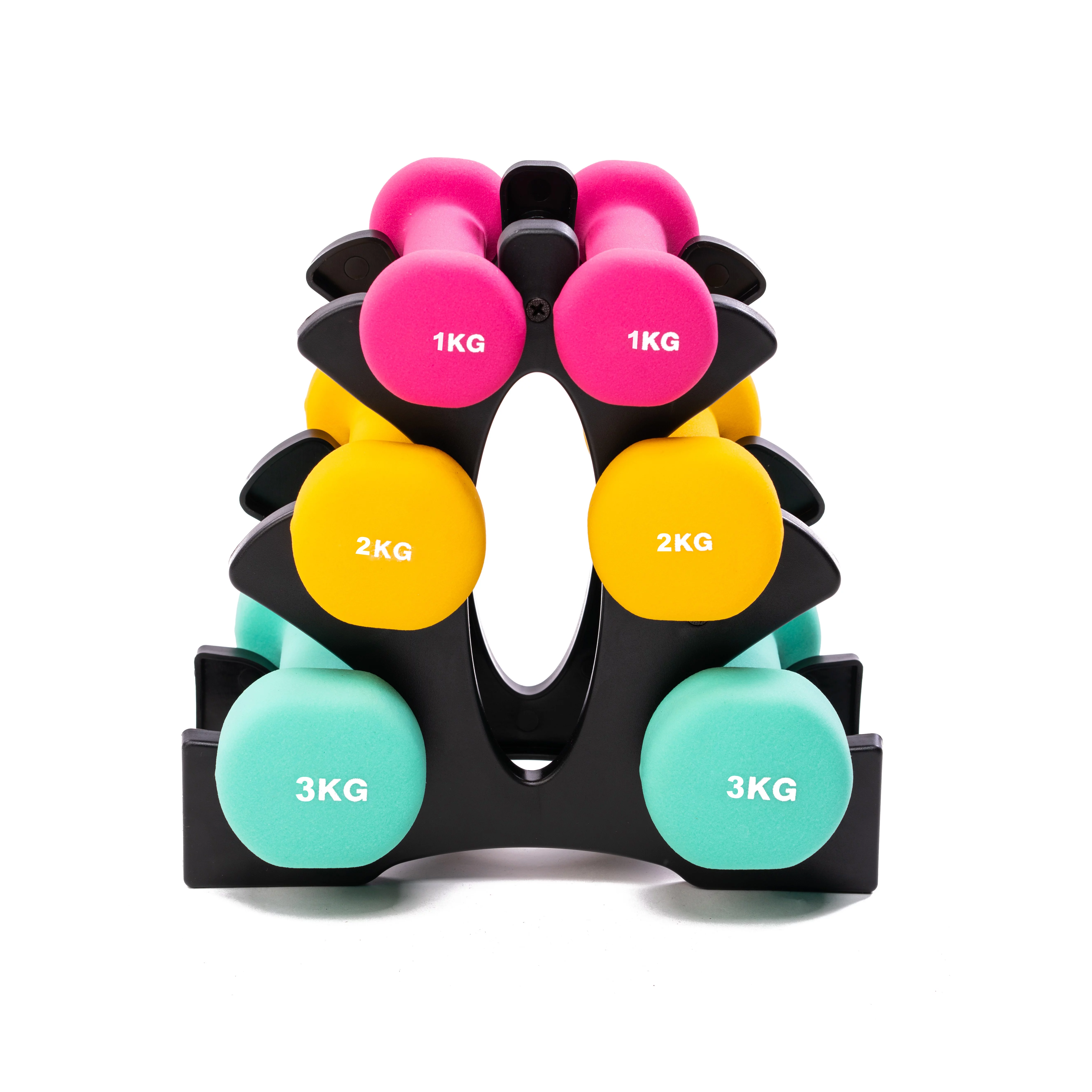 PRISP Dumbbells Set with Rack, 3 Pairs of Neoprene Free Weights with Stand - Womvr