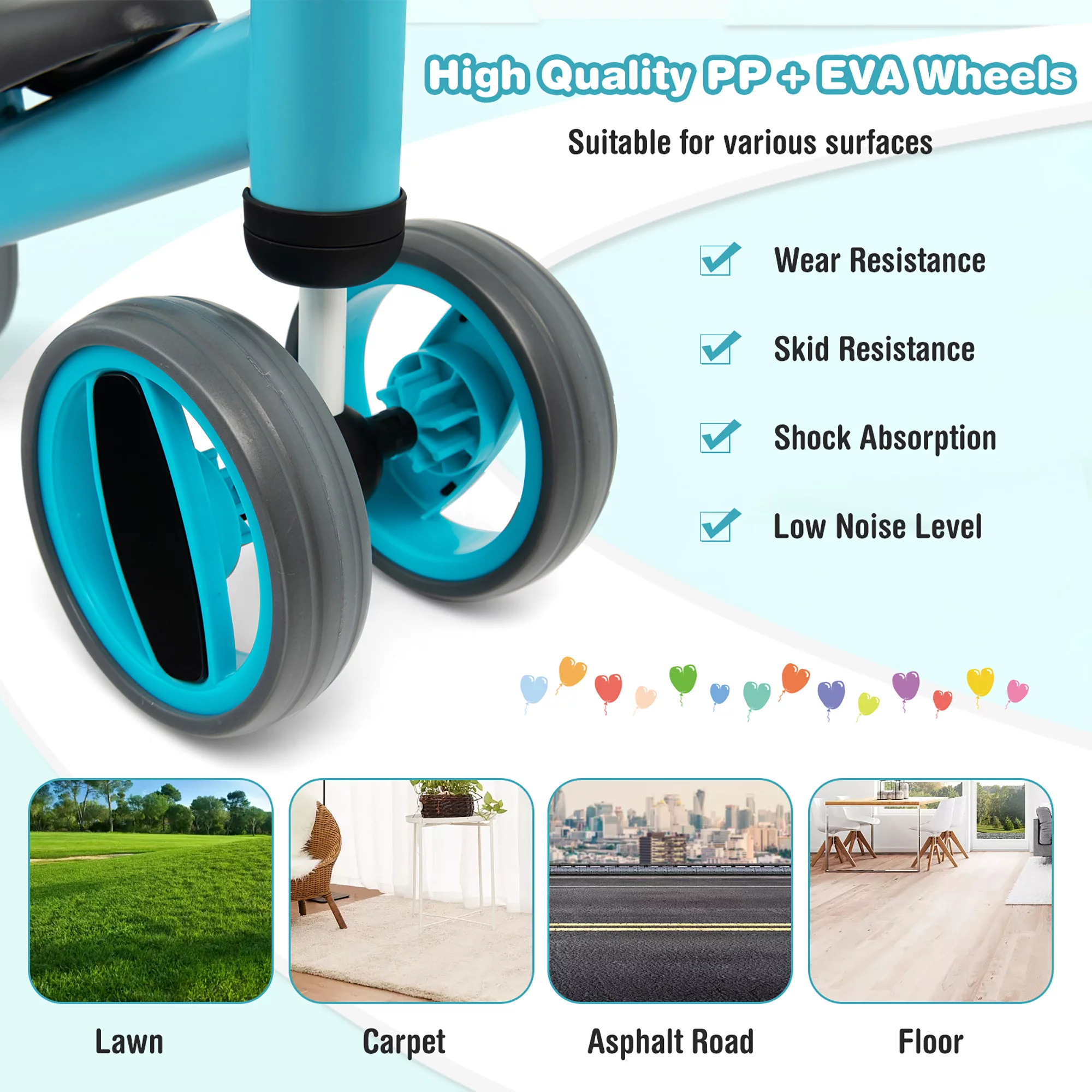 Costway Baby Balance Bike Toddler Riding Toys  w/ 4 Wheels Pink - Womvr