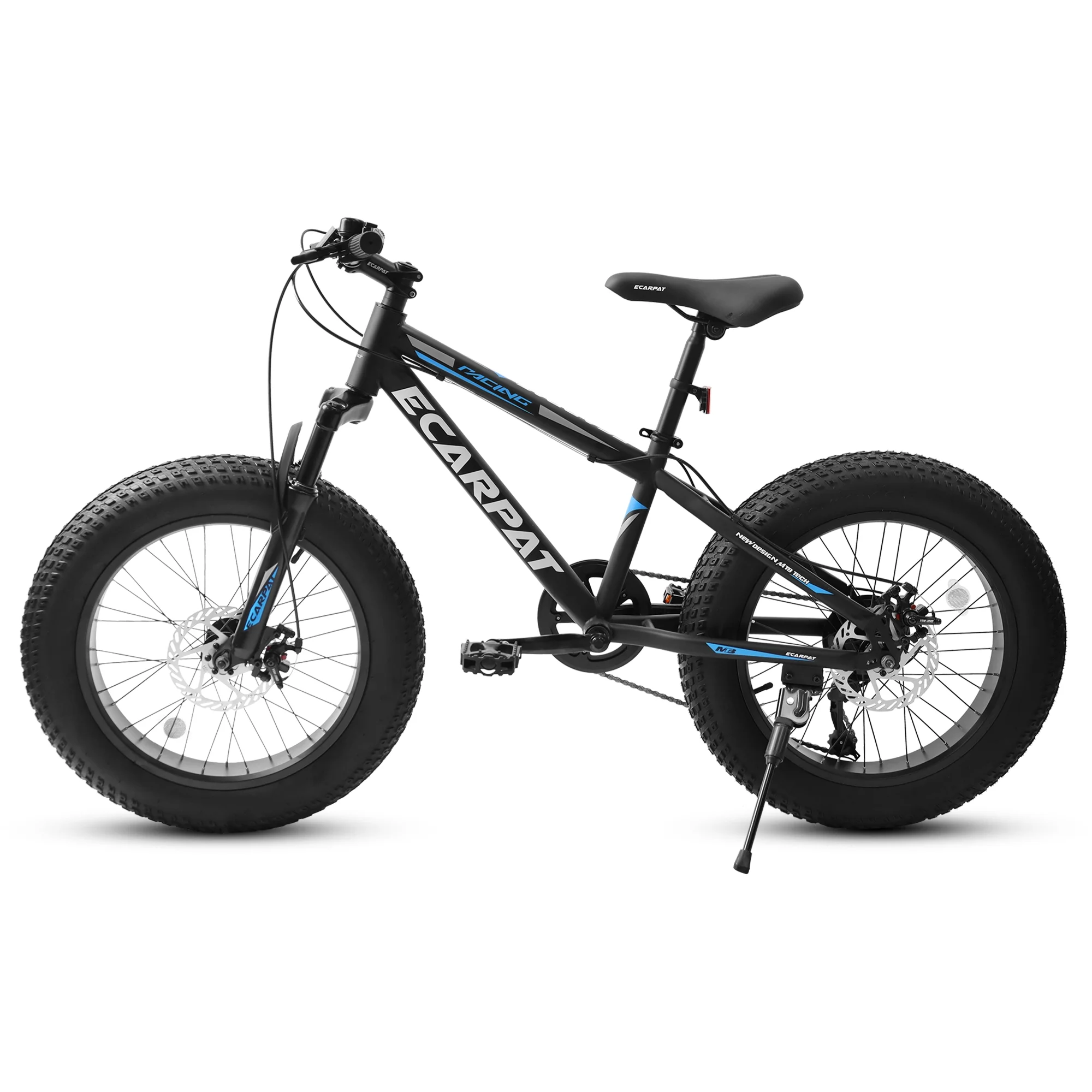 Fat Tire Bike for Kids, 20 inch Boys Bike with Disc Brakes 7 Speed, Black - Womvr