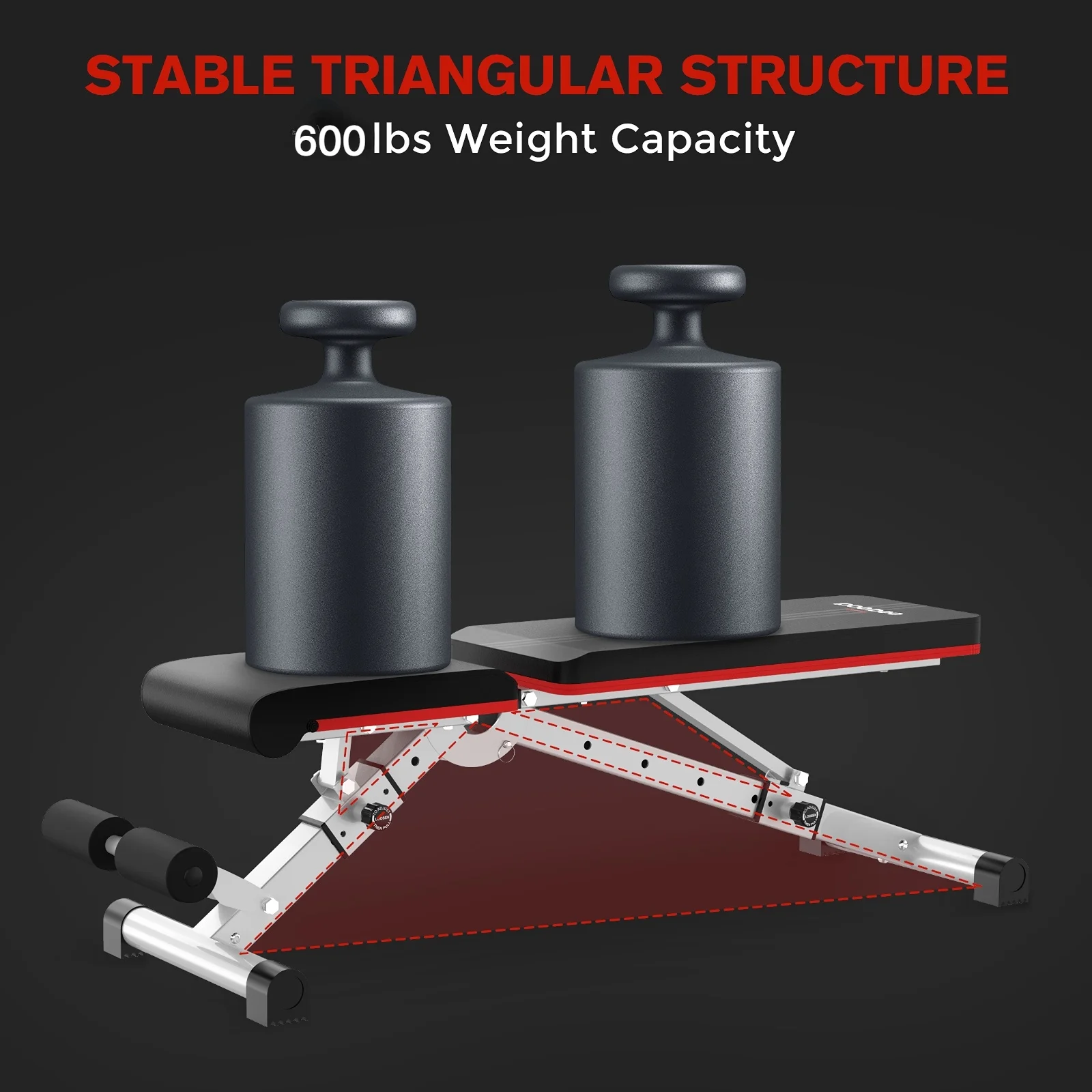 Pooboo Dumbbell Bench Workout Foldable Weight Bench 600 lbs with 6 Incline Adjustable and Thickened 5 Layer Structure gym bench Strength Training Bench for Home Training. - Womvr