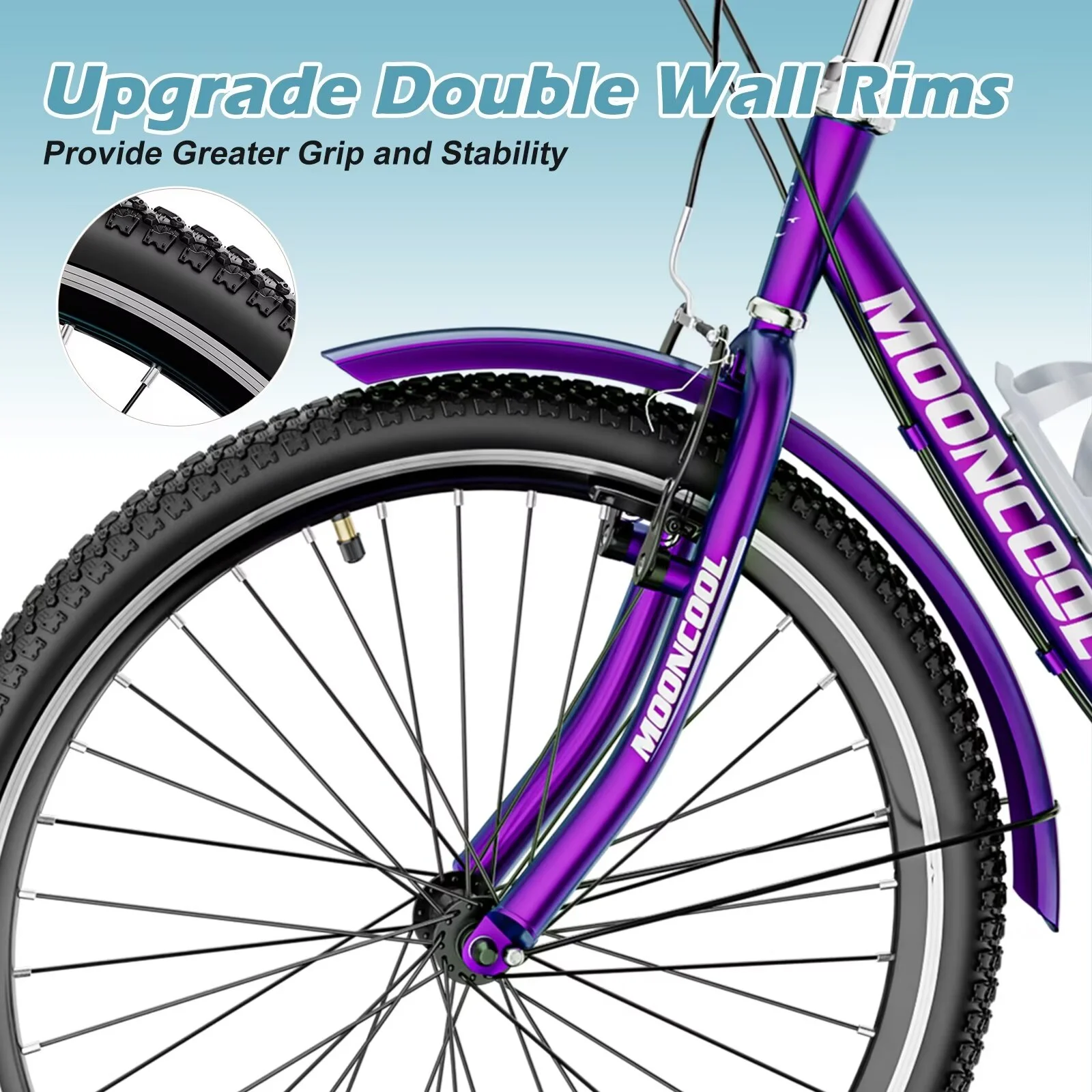 MOPHOTO 20/24/26 inch Adult Tricycle Folding 3 Wheel Cruiser Bikes 7 Speed, Portable and Foldable Trikes with Cargo Basket for Men & Women Outdoor Cycling, Purple - Womvr