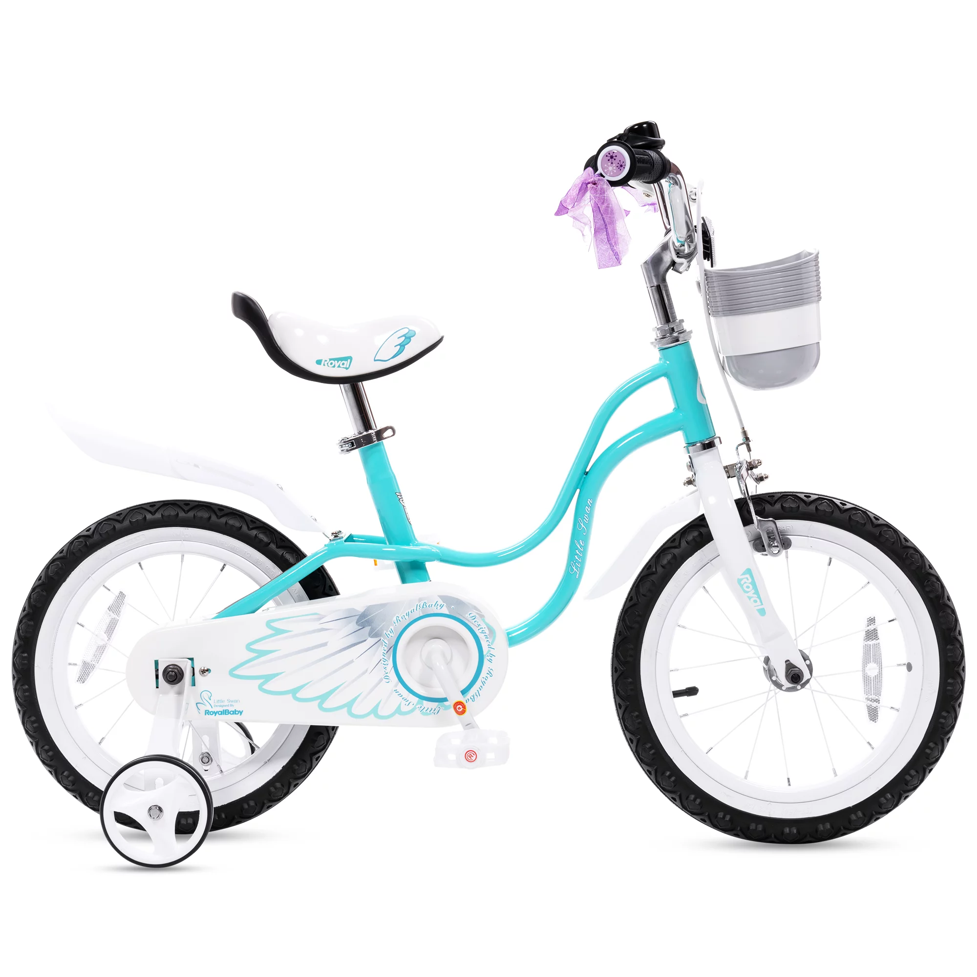 Royalbaby Little Swan Light Pink 16 Girl's Bicycle With Training Wheels and Basket - Womvr