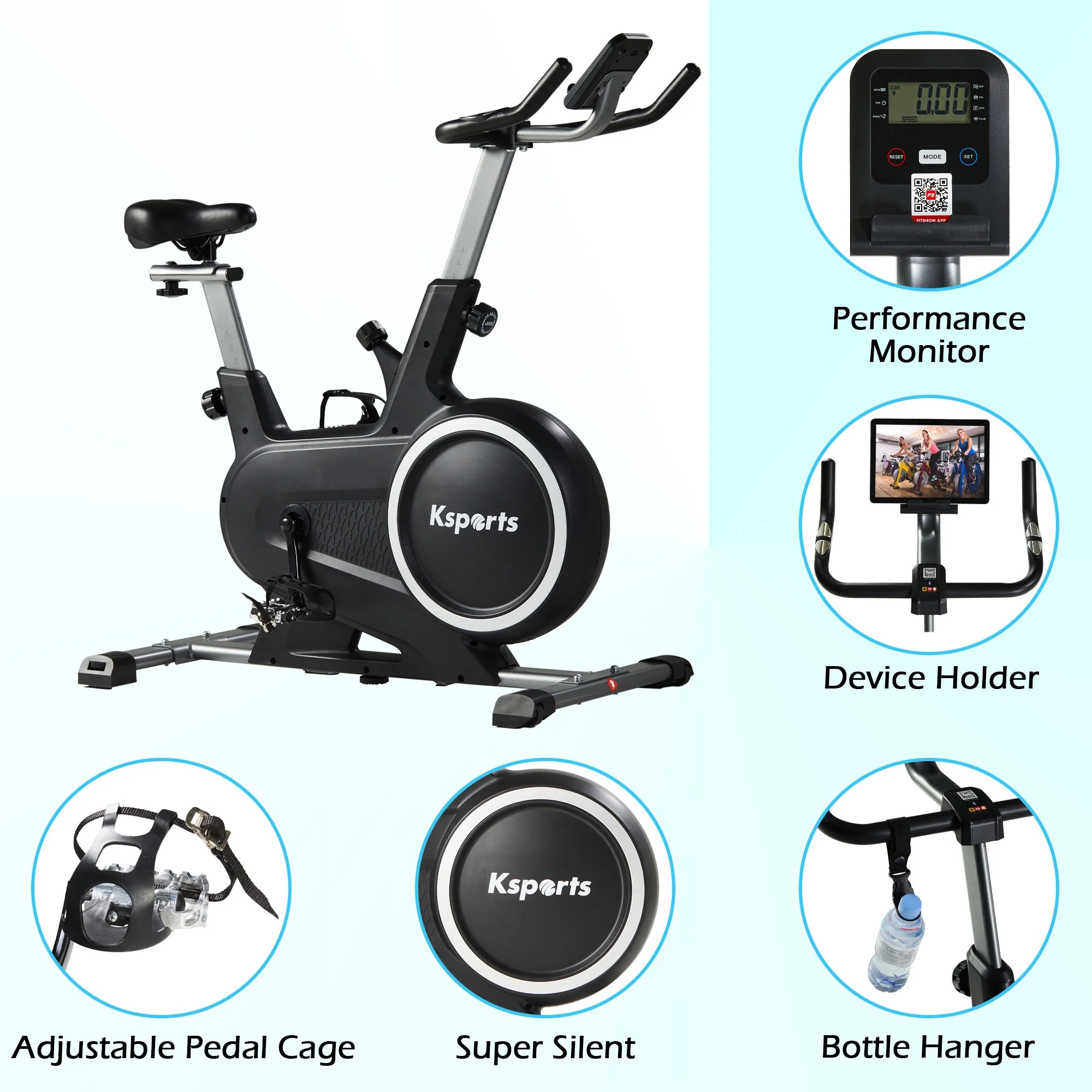 Ksports Wool Felt Resistance Exercise Bike with Ab Workout Function - Womvr