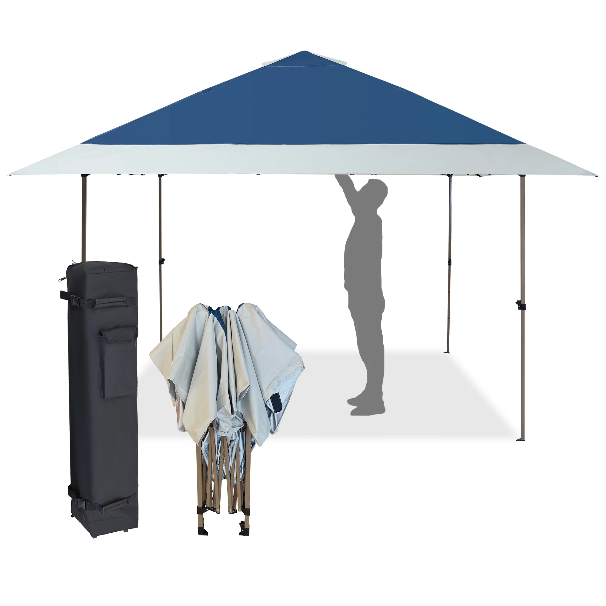 M8TRX 13'x13' Easy Lift Instant Outdoor Pop-up Canopy with Auto Extending Eaves, Navy - Womvr