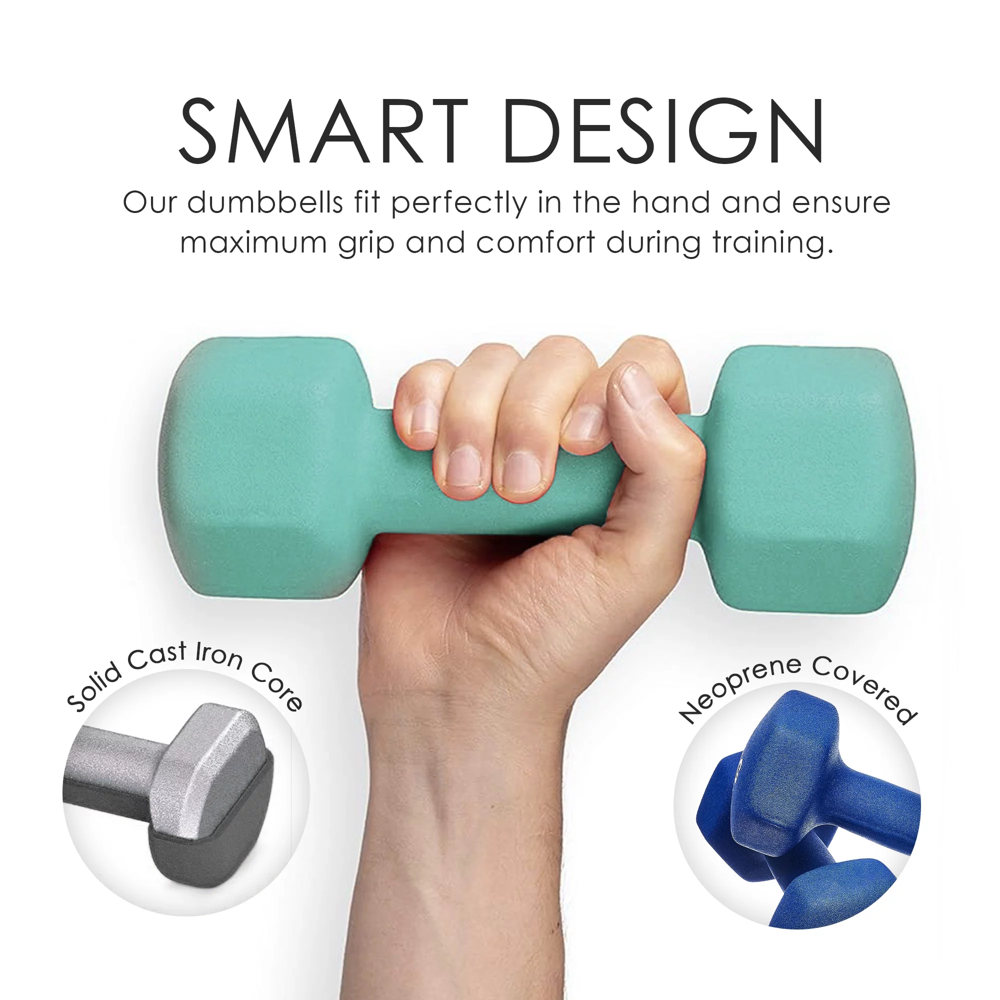 Open Box HolaHatha Hex Dumbbell Weight Training Home Gym Equipment Set, Multicolor - Womvr