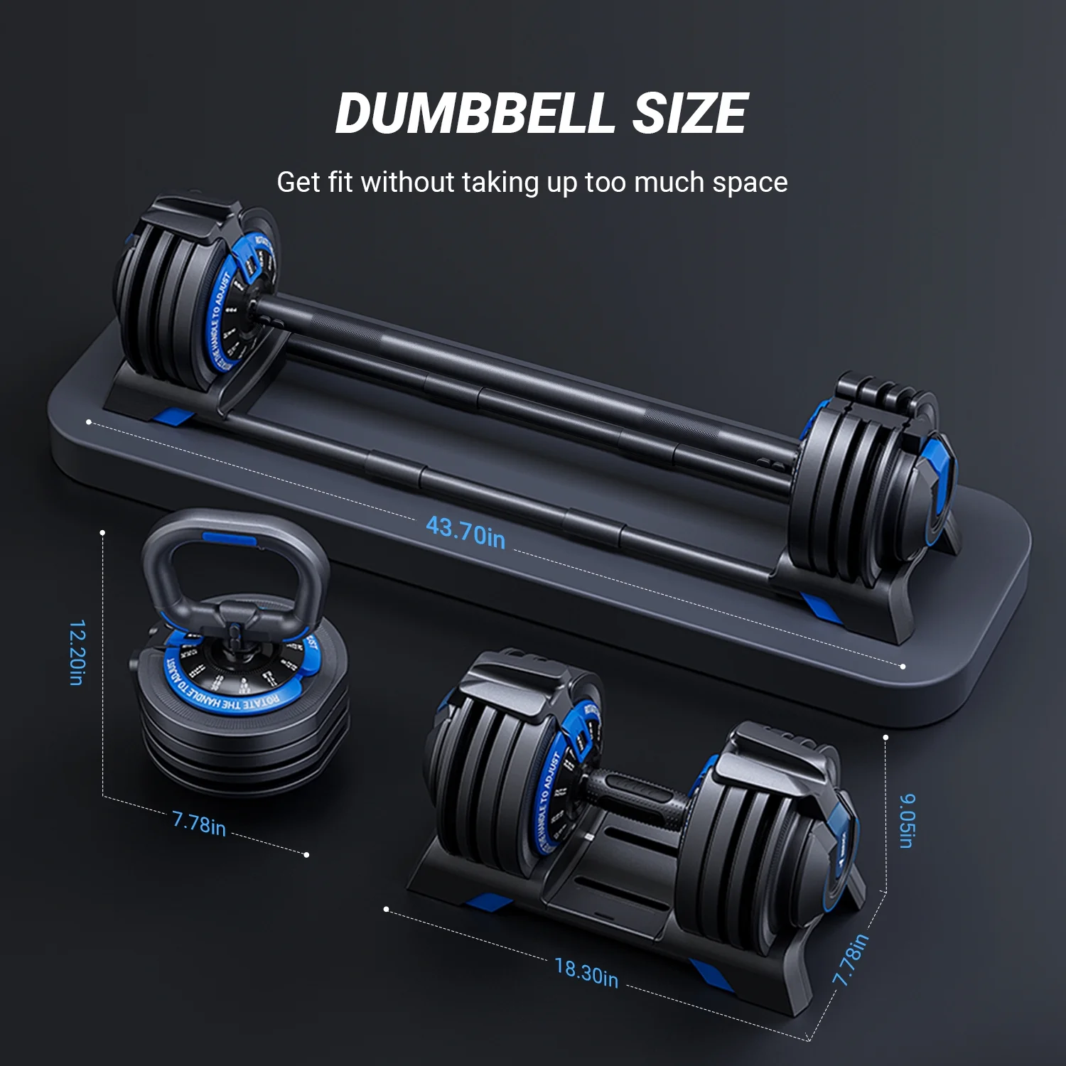 MERACH 3 in 1 Adjustable Dumbbell Weight Set With Anti-Slip Handle,7-54lbs - Womvr