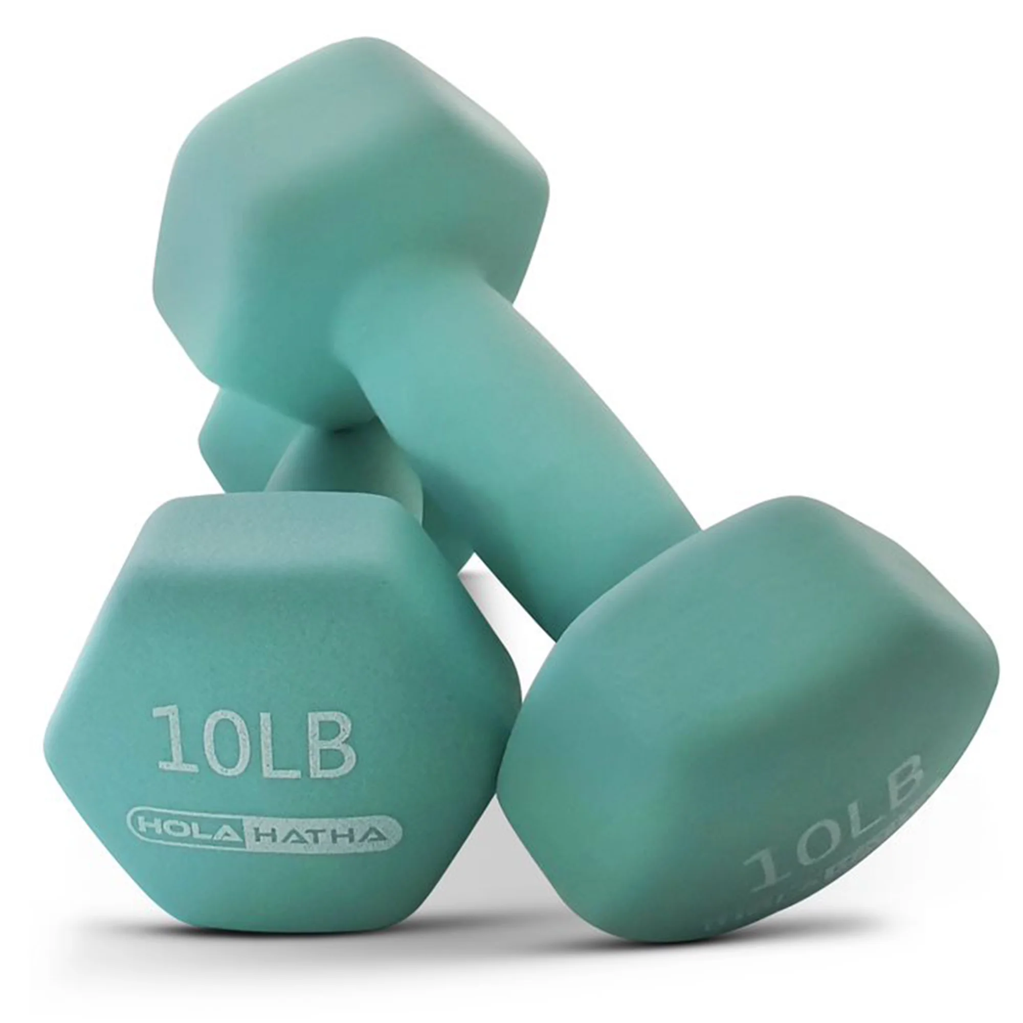 HolaHatha 2, 3, 5, 8, & 10 Lb Neoprene Dumbbell Weight Set w/ Rack, Pastel - Womvr