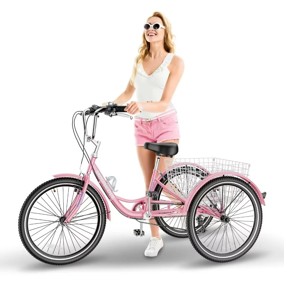 Docred Adult Tricycle 7 Speed 24 Inch Three Wheel Bike Cruiser Trike for Men/Women/Seniors - Womvr