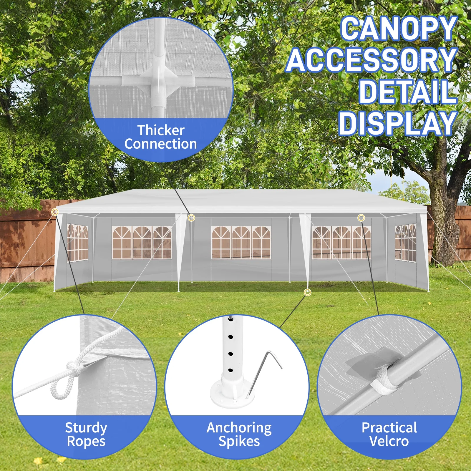 Ktaxon 10'x 20' Party Tent Outdoor Gazebo Wedding Canopy Tent with Sides White - Womvr