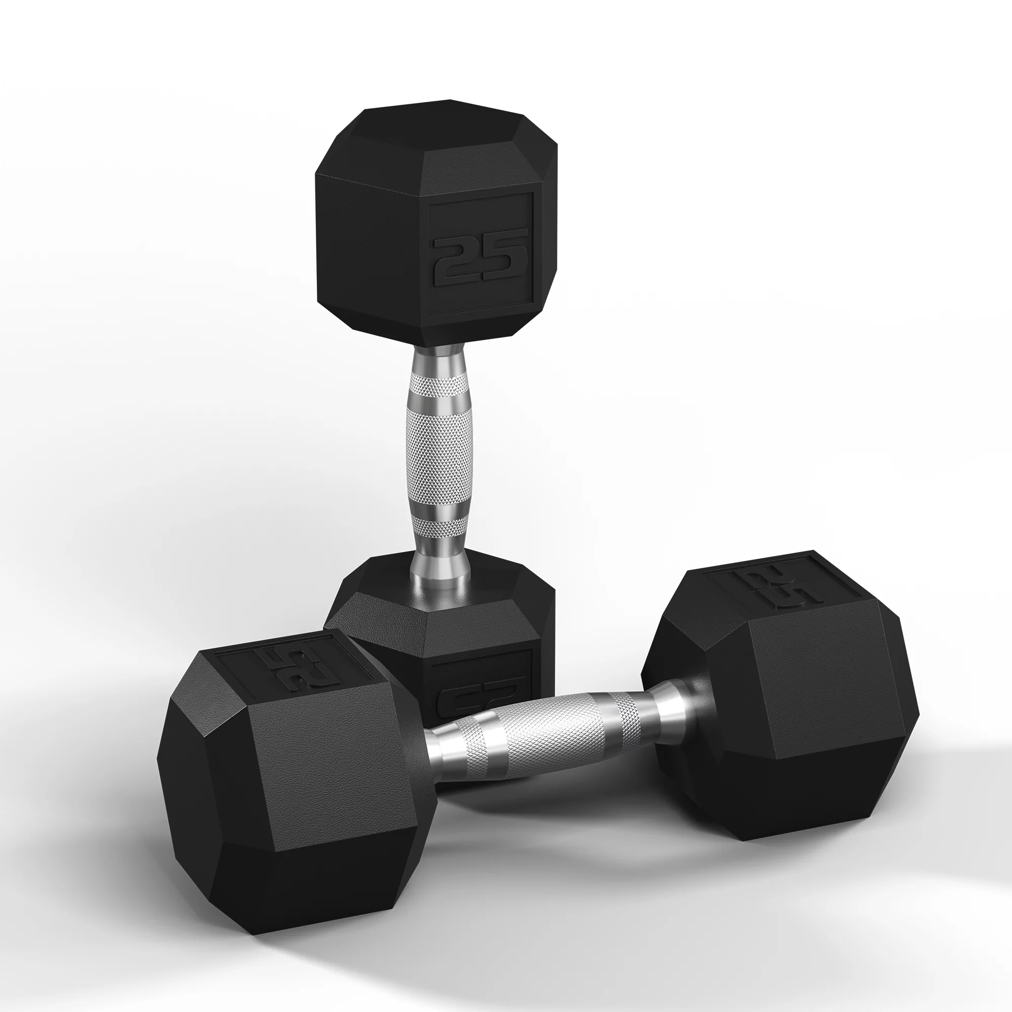 Antzz Dumbbells Set of 2 Exercise Fitness Dumbbell for Home Gym Free Weights Hand Hex Dumb Bells Black 25LB - Womvr