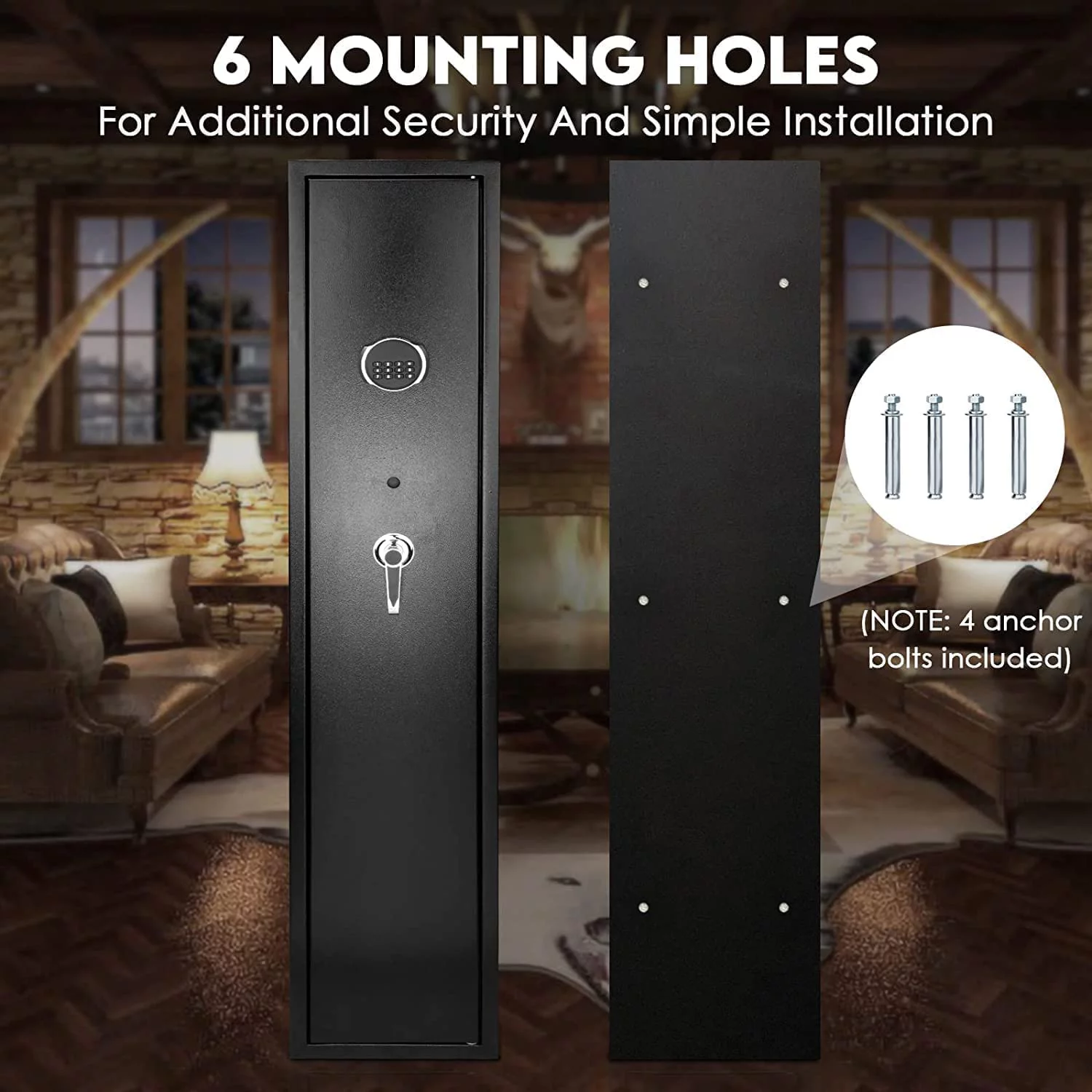 SRWTRCHRY Fingerprint 5-Gun Safe, 2s Quick Access Gun Cabinet with 2 Open Ways, Electronic Storage Cabinet for Rifles, Heavy-Duty Security Cabinet with Removable Shelf, 56''H - Womvr