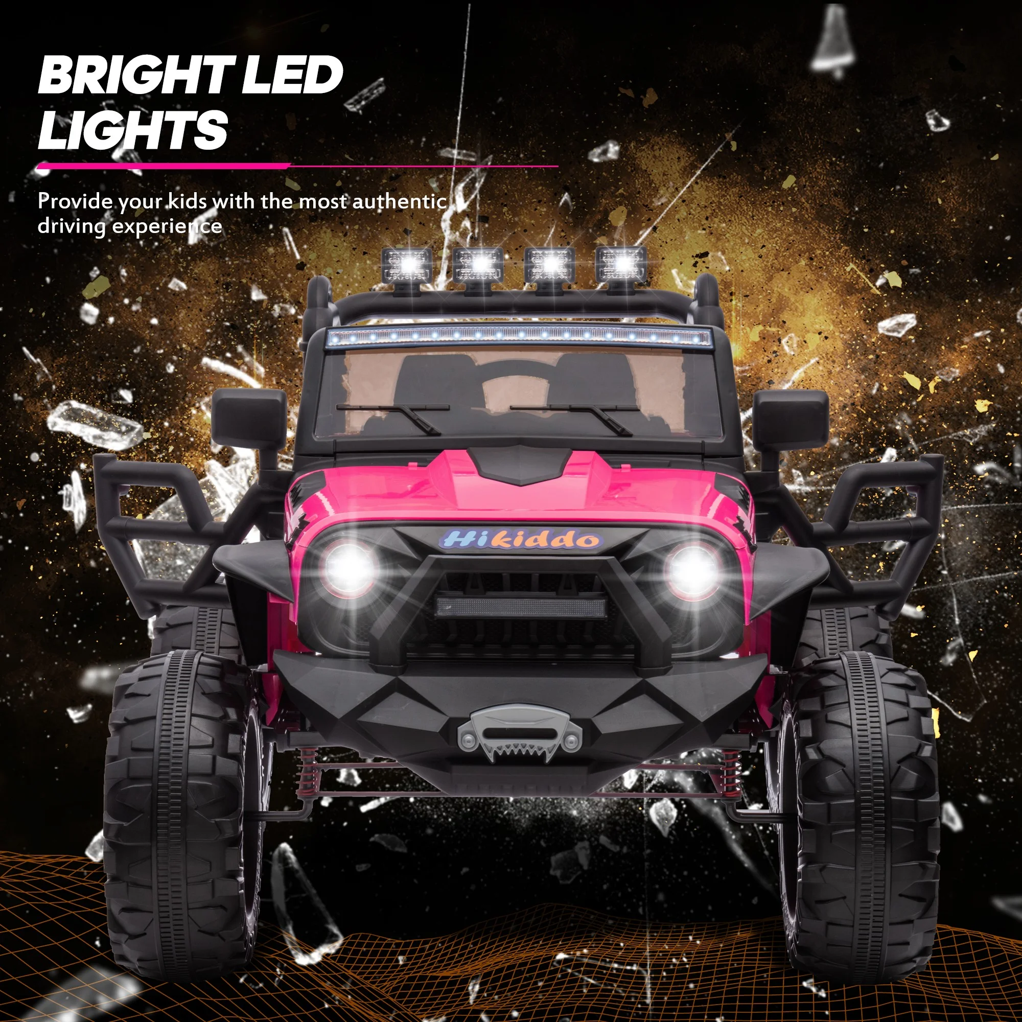 Hikiddo JC555 24V Ride on Toy for Big Kids, 2 Seater Powered Ride-on Truck Car with Remote - Green - Womvr