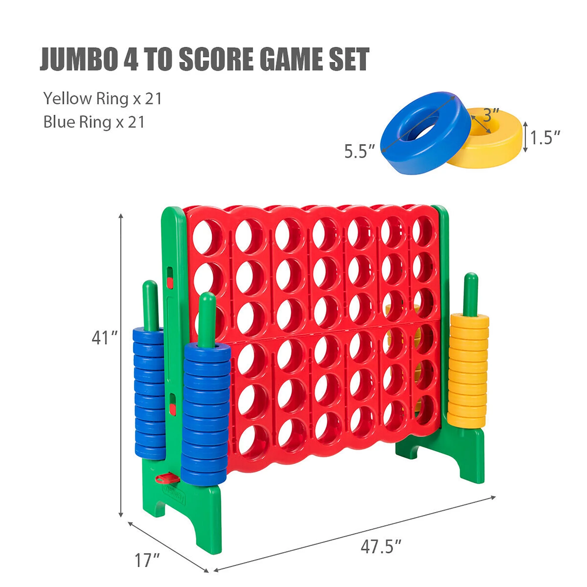 Costway Jumbo 4-to-Score 4 in A Row Giant Game Set Kids Adults Family Fun - Womvr