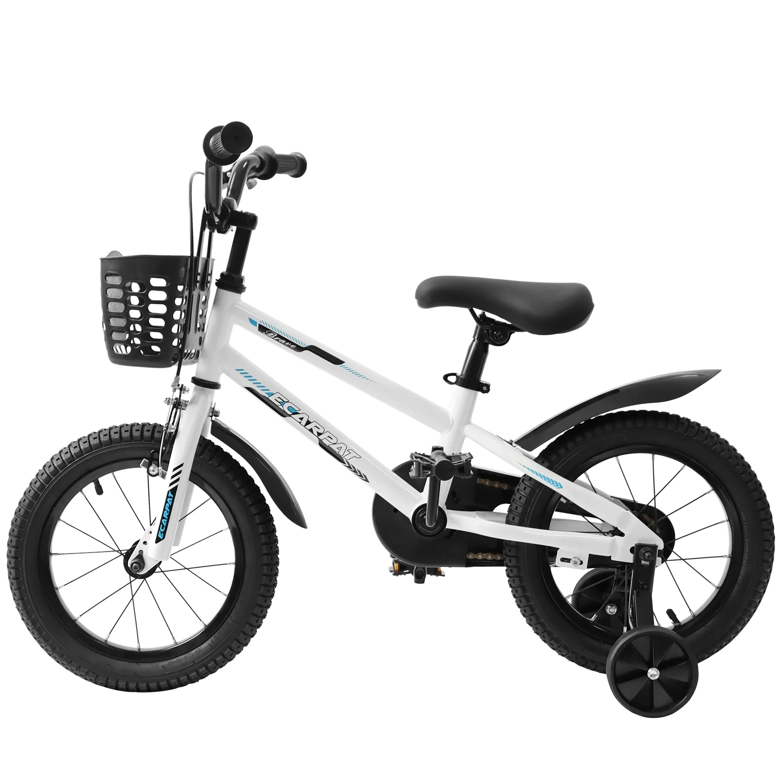 14 Inch Kids Bike for Boys, Kids Bike With Training Wheels and Basket, White - Womvr