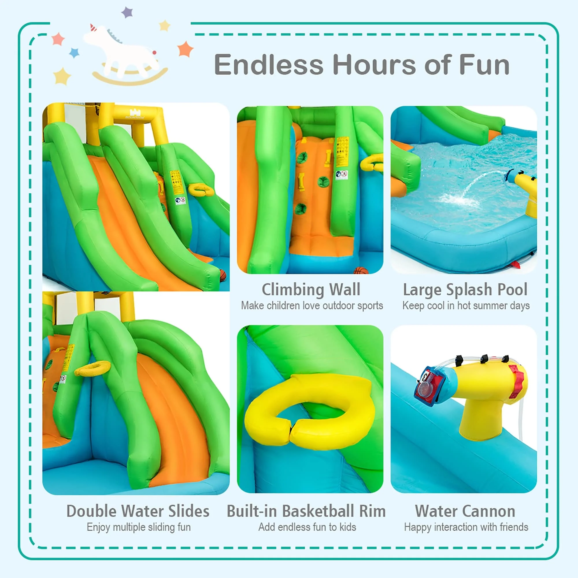 6 in 1 Inflatable Water Slide Indoor Outdoor Inflatable Water Park - Womvr
