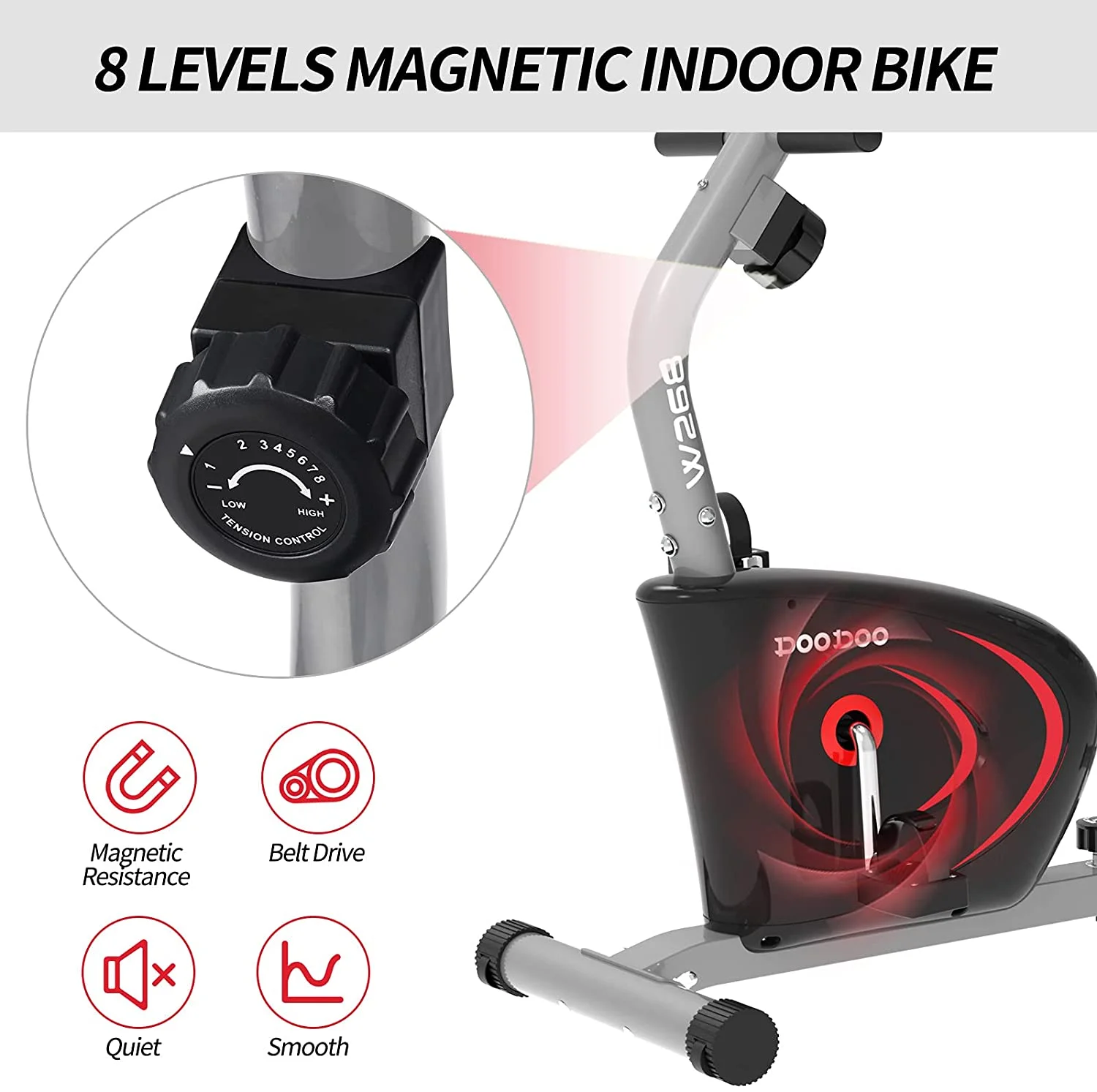 Pooboo Recumbent Exercise Bikes Sit Down Stationary Bicycle Magnetic Resistance Indoor Cycling Bike 360lb - Womvr