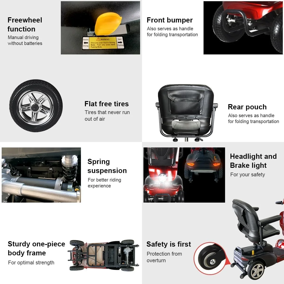 4 Wheel Mobility Scooter .Adult, Senior, Disabled .Compact Heavy Duty Mobility .Foldable, Powered Mobility Scooters with Charger and Basket .Extended Battery/for Travel (with Front Bezel) - Womvr