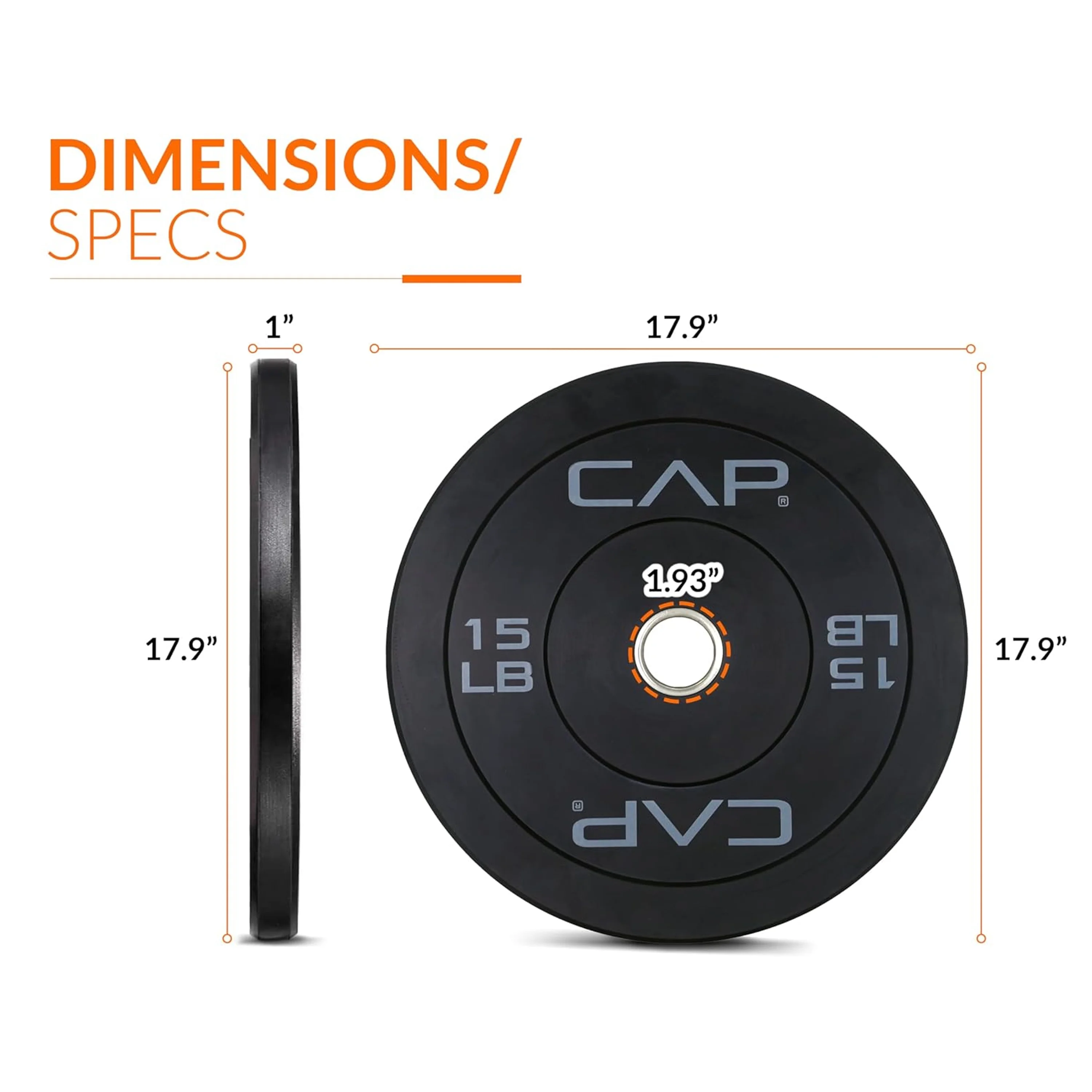 CAP Barbell Olympic Rubber Bumper Plates (Pairs/Singles by sizes) - Womvr