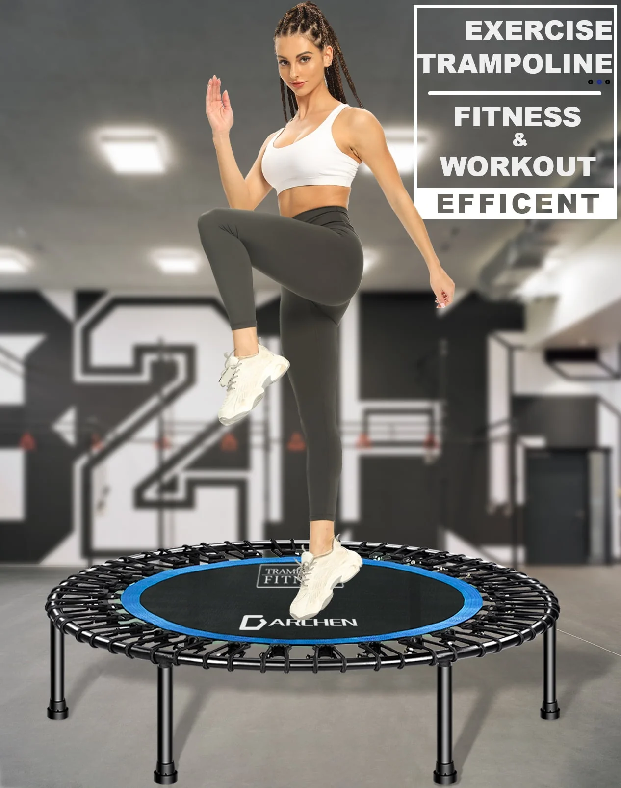 Darchen 450 lbs Mini Trampoline for Adults, Indoor Small Rebounder Exercise Trampoline for Workout Fitness for Quiet and Safely Cushioned Bounce, 40 Inch - Womvr