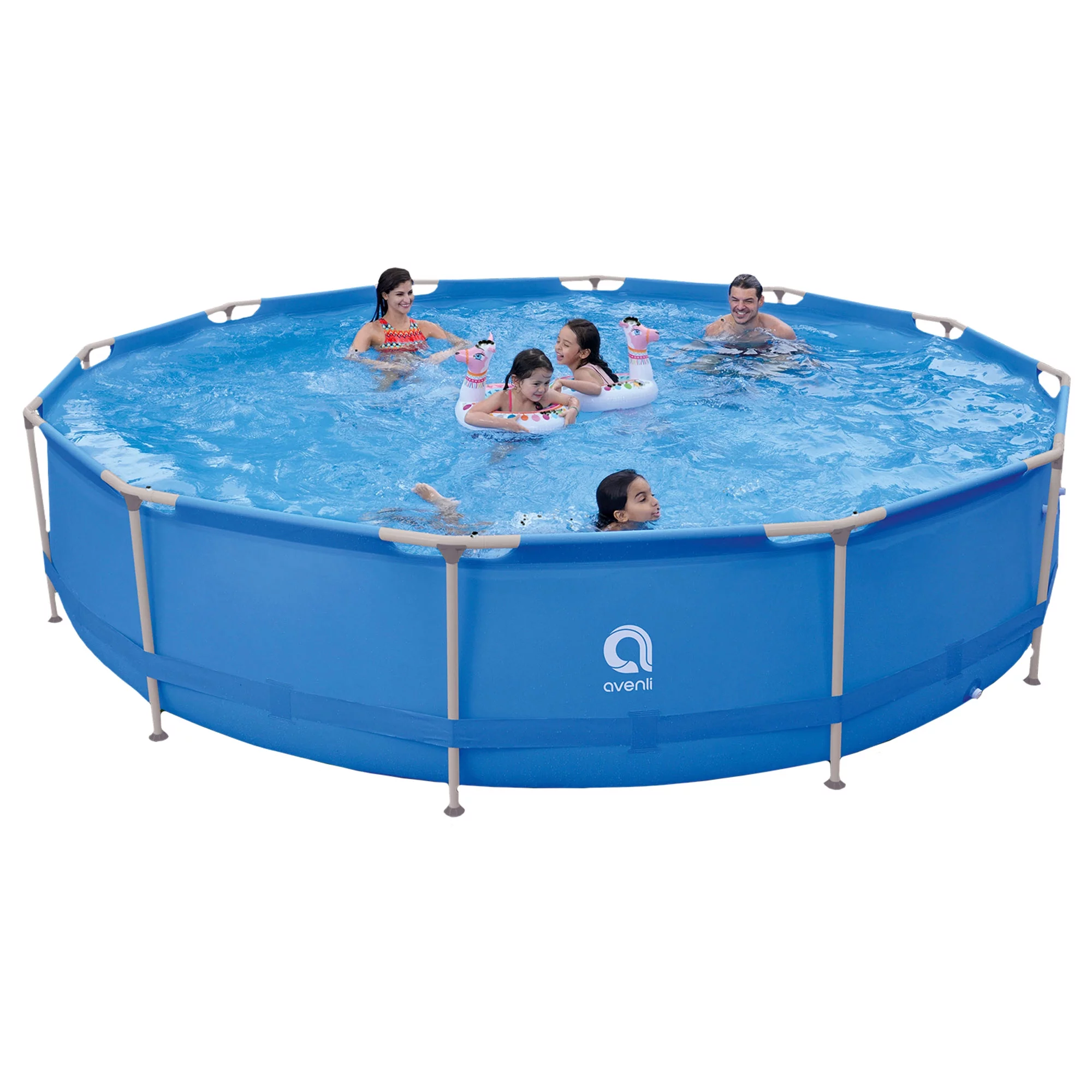 JLeisure Avenli 15 Foot x 36 Inch Steel Frame Above Ground Swimming Pool - Womvr