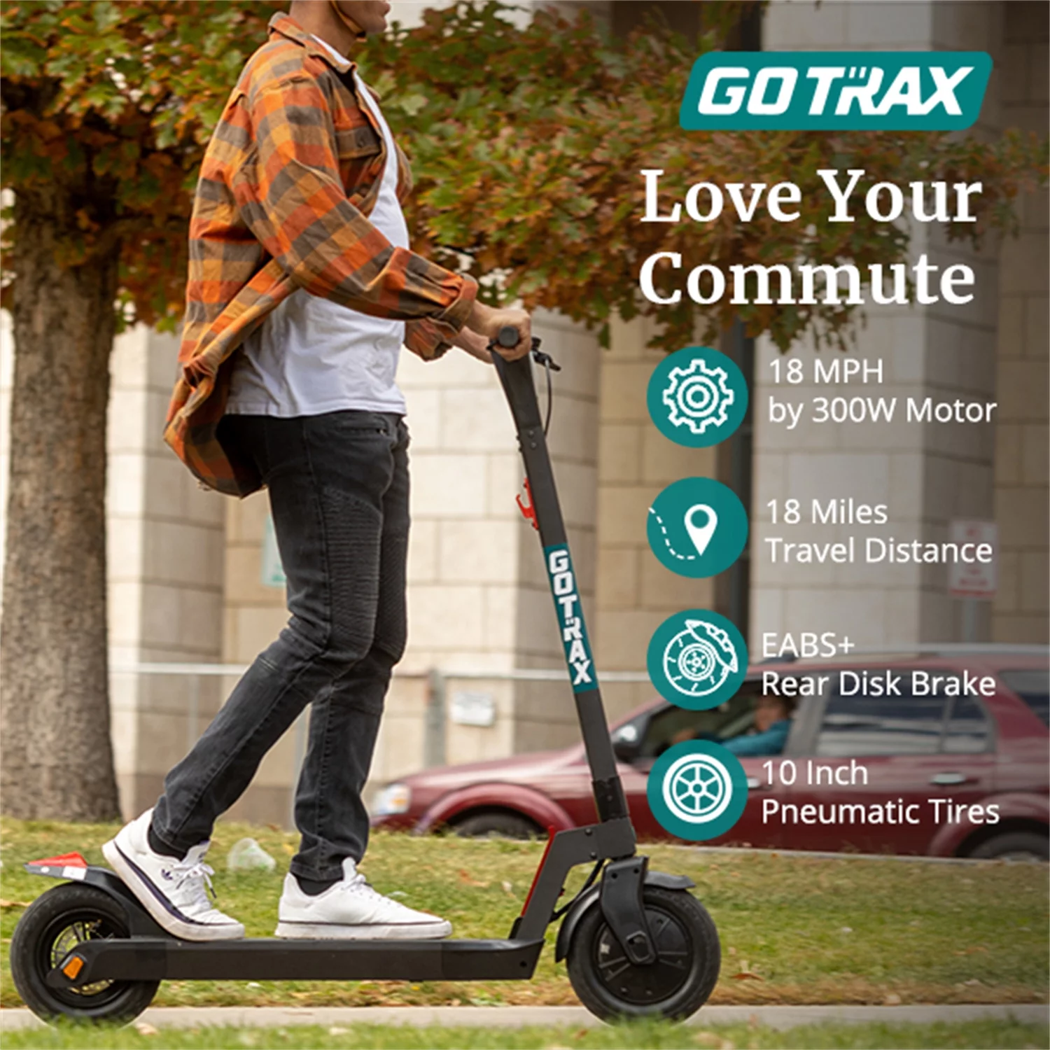 GOTRAX G3 Plus Adult Electric Scooter, 300W 10
