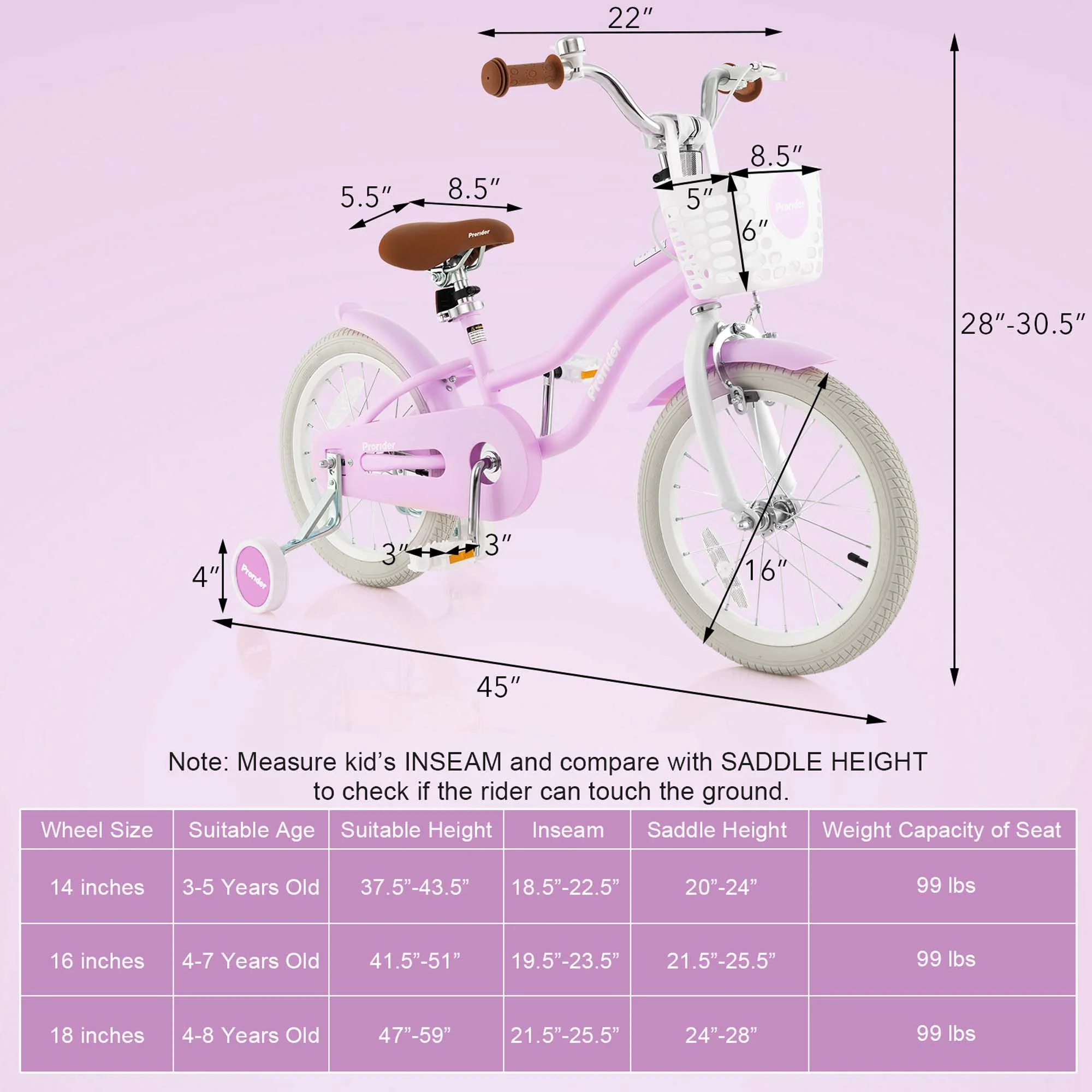 Costway 16'' Kids Bike Toddler Adjustable Bicycle withTraining Wheel for 4-8 Years Old Girl Pink - Womvr