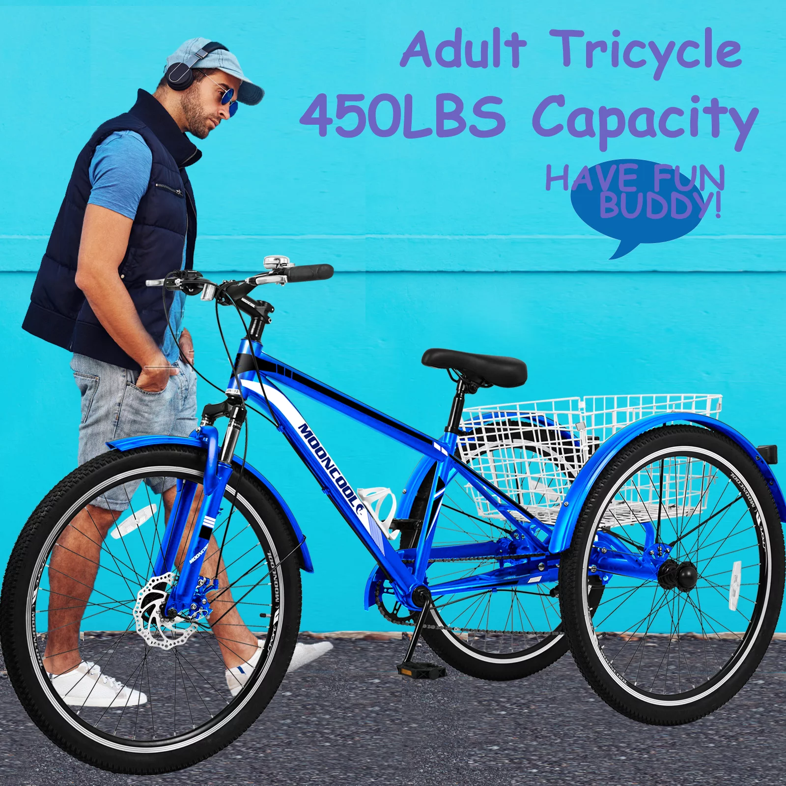 Lilypelle Adult Tricycle, 7 Speed Three Wheel Bicycles, 26