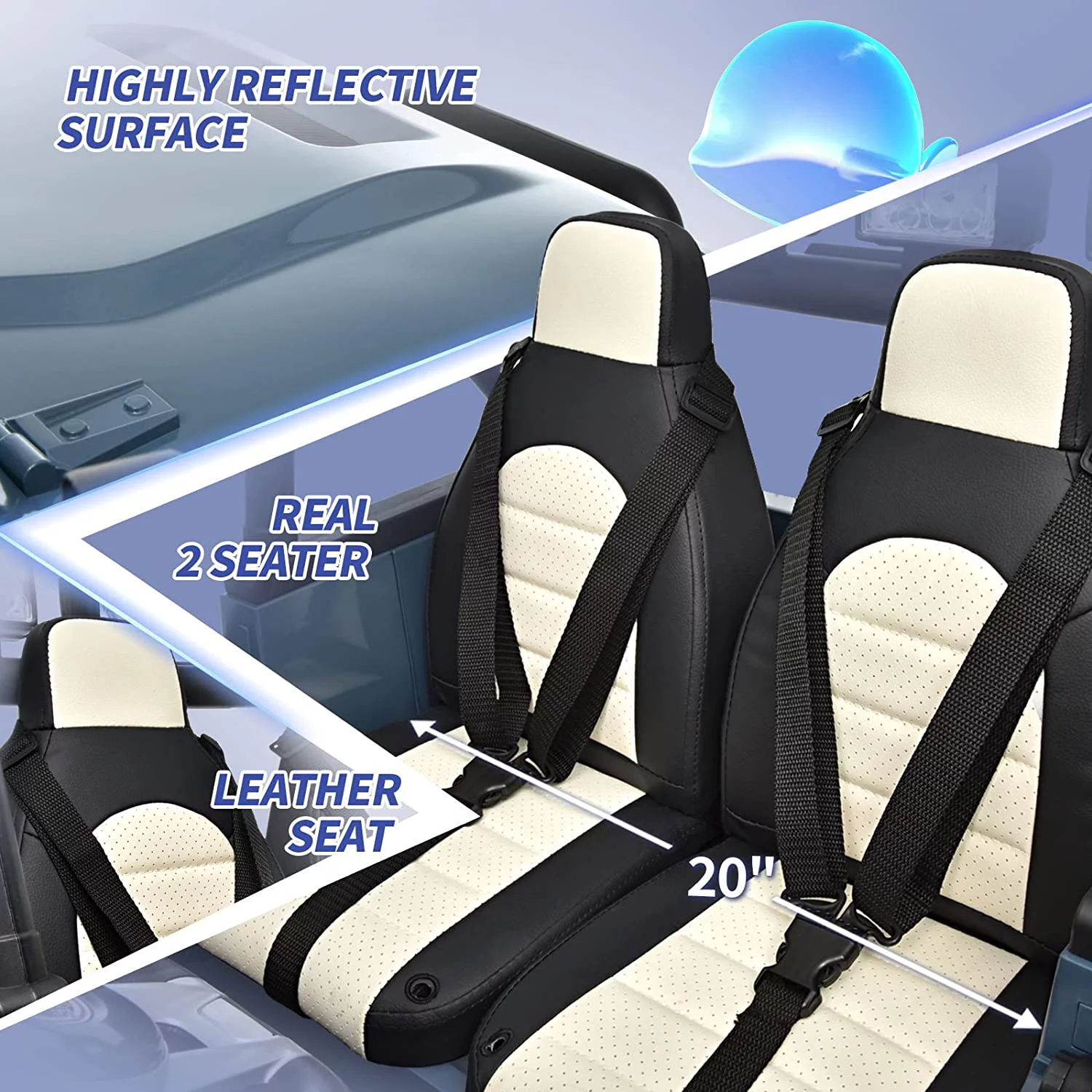 Joywhale 24V 2 Seater Kids Ride on Truck, with 4x75W Powerful Engine, Leather Seat, EVA Wheels, Remote Control, Suspension & Car Cover, Pro - Womvr