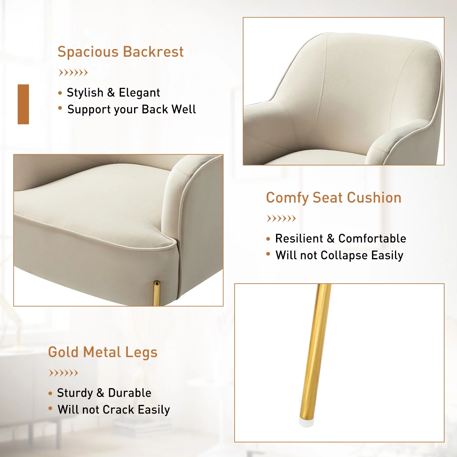 Velvet Upholstered Accent Chair Metal Legs Curved Backrest Lounge Home Armchair Bedroom Adult Pink - Womvr
