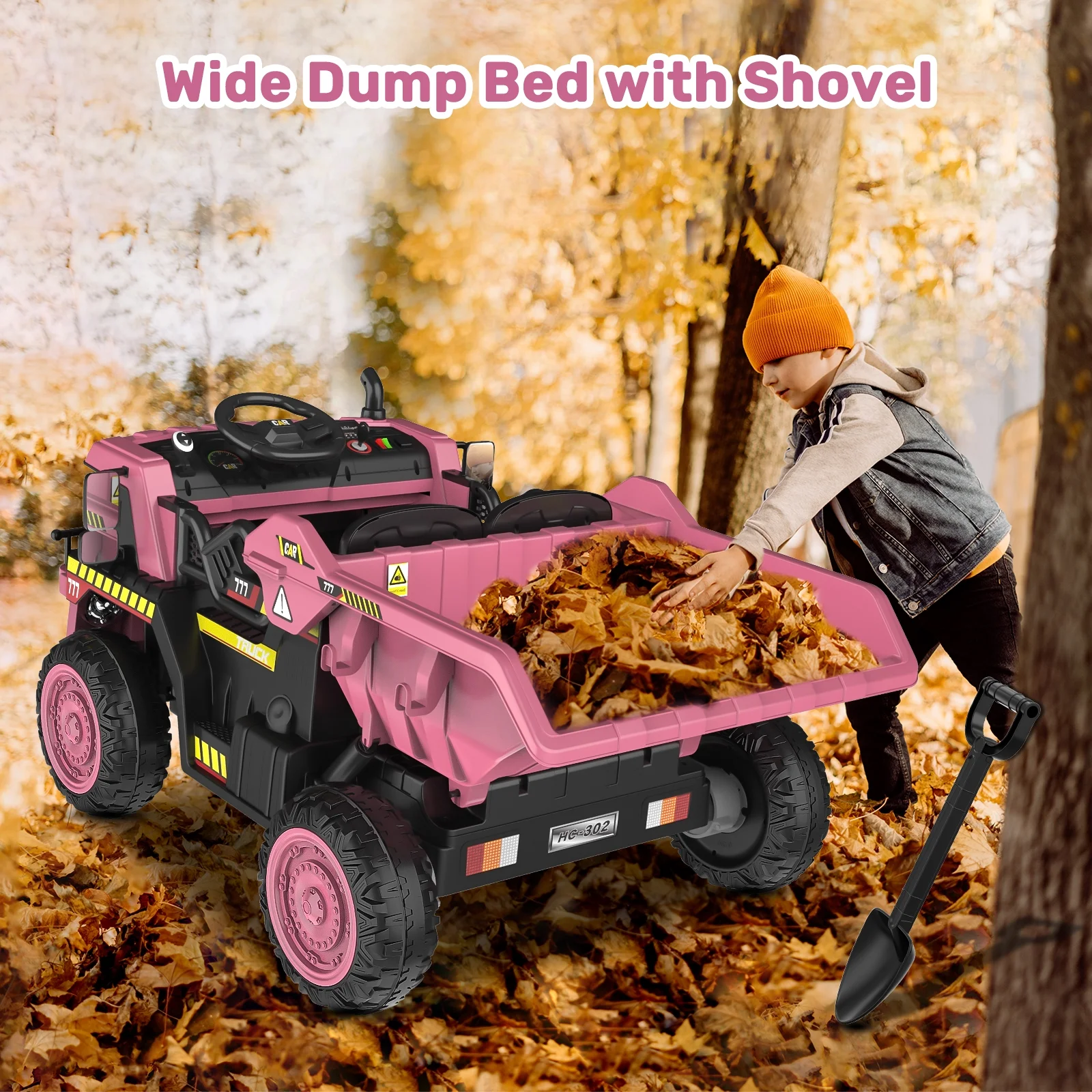 TOKTOO 12Volt Powered Ride on Toy Car for Girls Boys, Dump Truck w/ Electric Dump Bed, Remote Control, Music Player, 1 Seater Electric Car-Ochre Yellow - Womvr