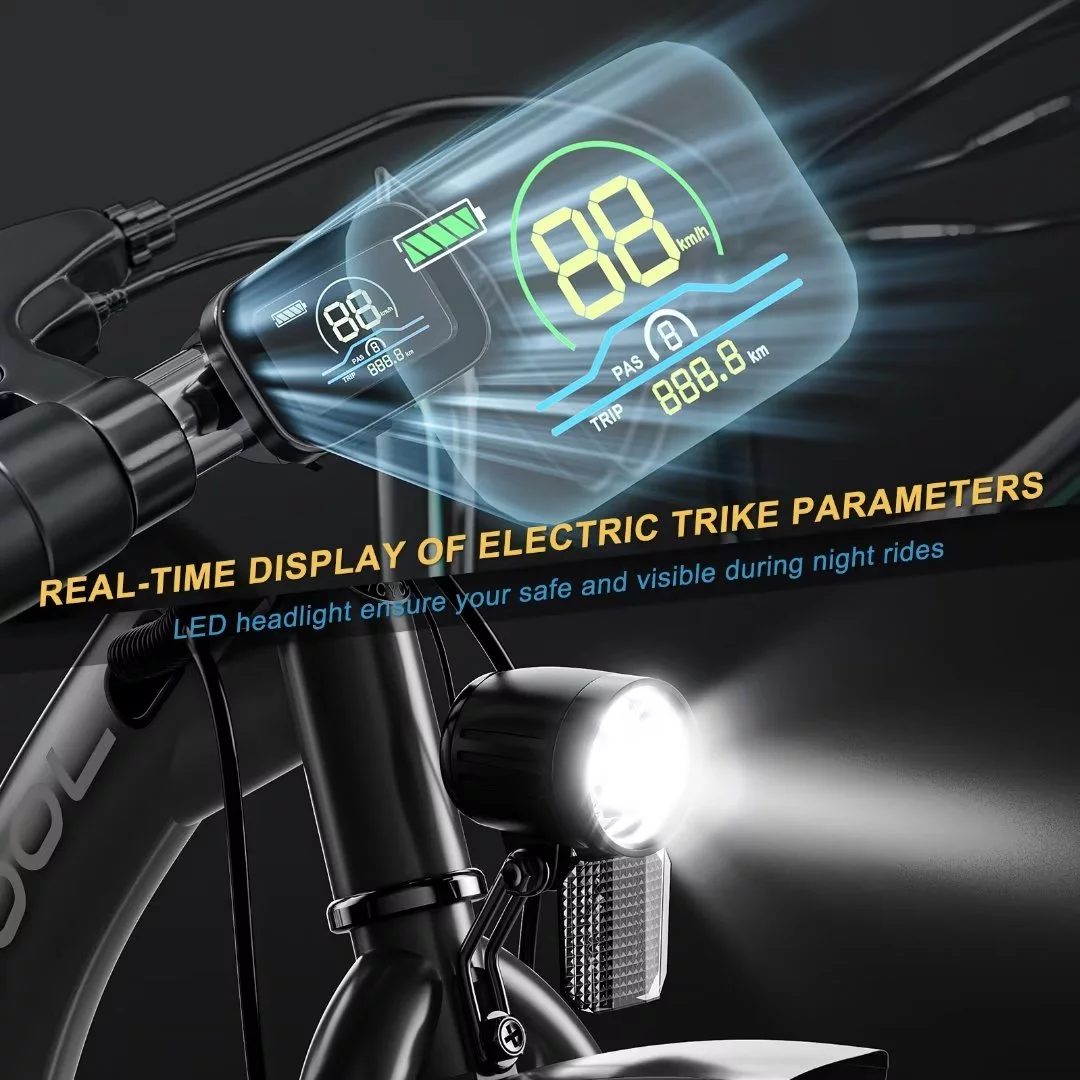 Docred 3 Wheel Electric Bike, 15.5 mph 500W Electric Tricycles for Adult .36V 7 Speeds Electric Trike,24In - Womvr