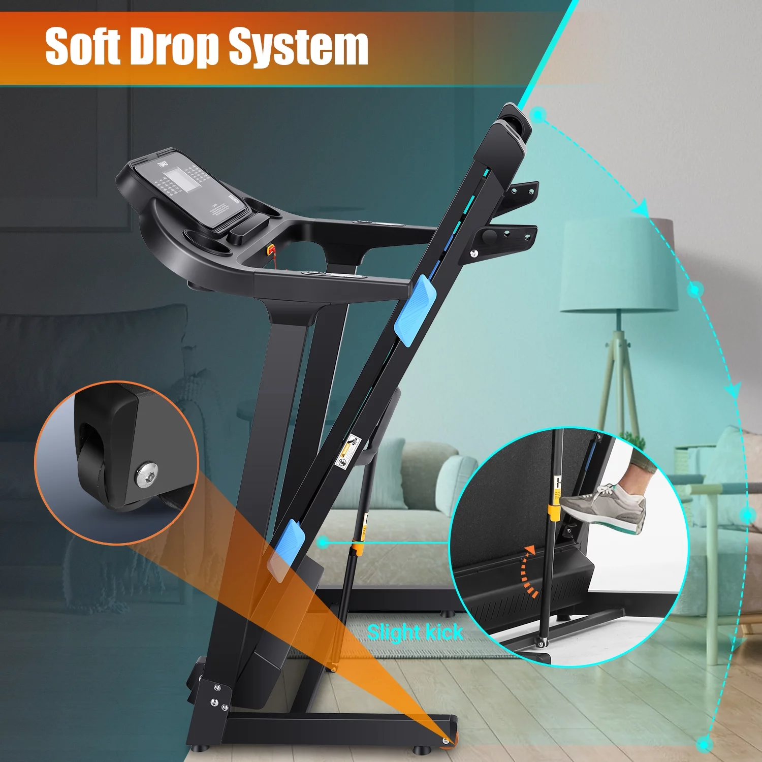 ADNOOM 18 INCH Wide Treadmill, 3.25 HP Treadmill with Incline & APP & Bluetooth Speakers, Electric Folding Treadmills with 36 Preset Programs for Home - Womvr