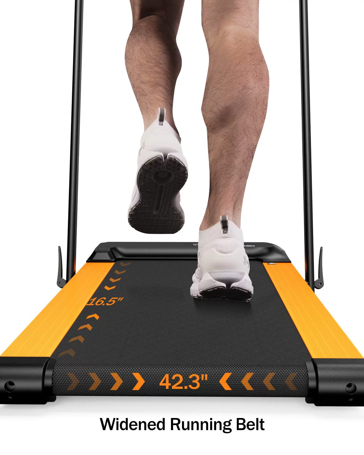 Superun 2 in 1 Folding Treadmill 3 HP Indoor Walking pad with 300lbs Capacity & APP Bracelet & Wider Running Belt(Orange) - Womvr