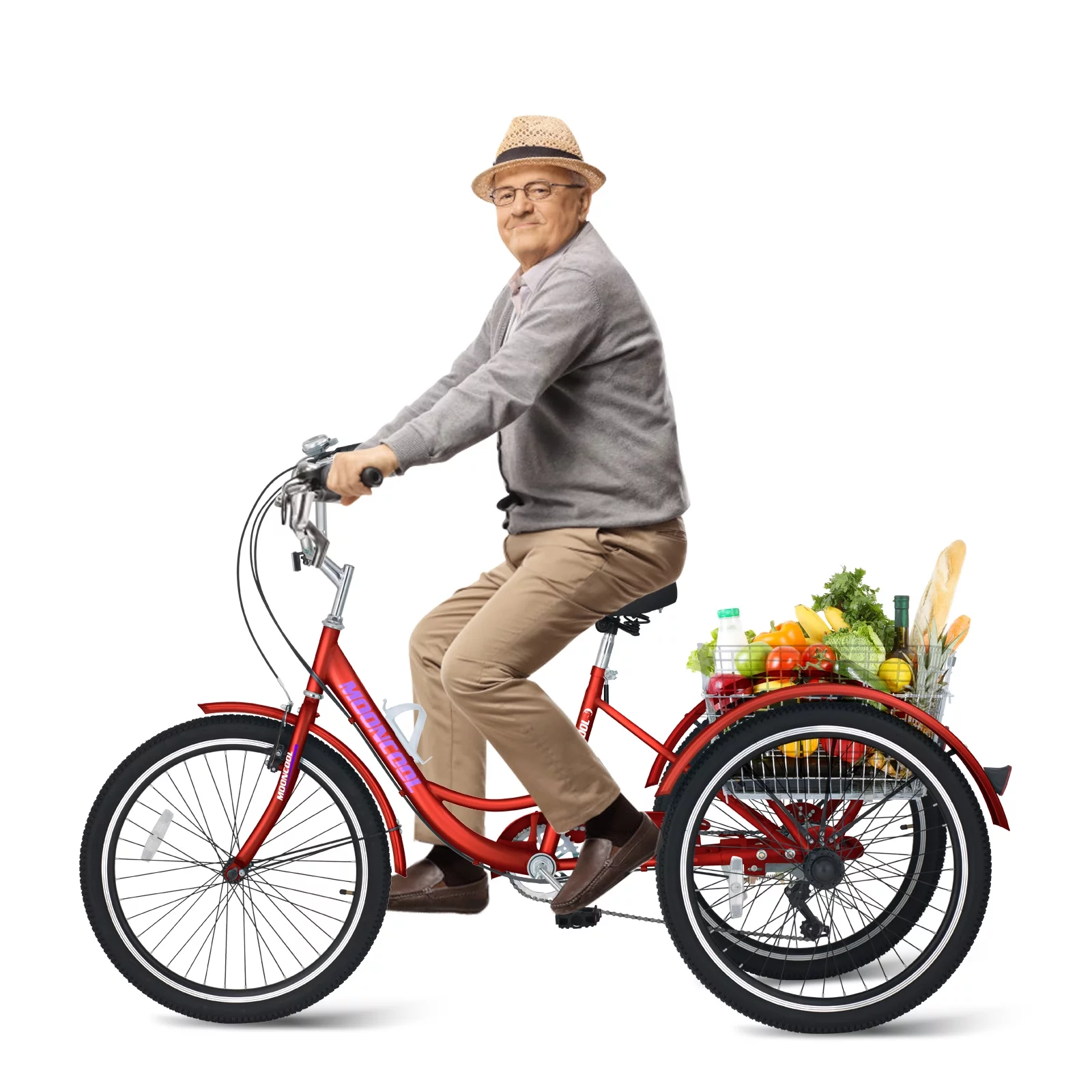 MOONCOOL Adult Tricycles, 3 Wheel 7 Speed Trikes, 20/24/26 inch Adult Trikes 3 Wheeled Bike with Basket for Seniors, Women, Men - Womvr