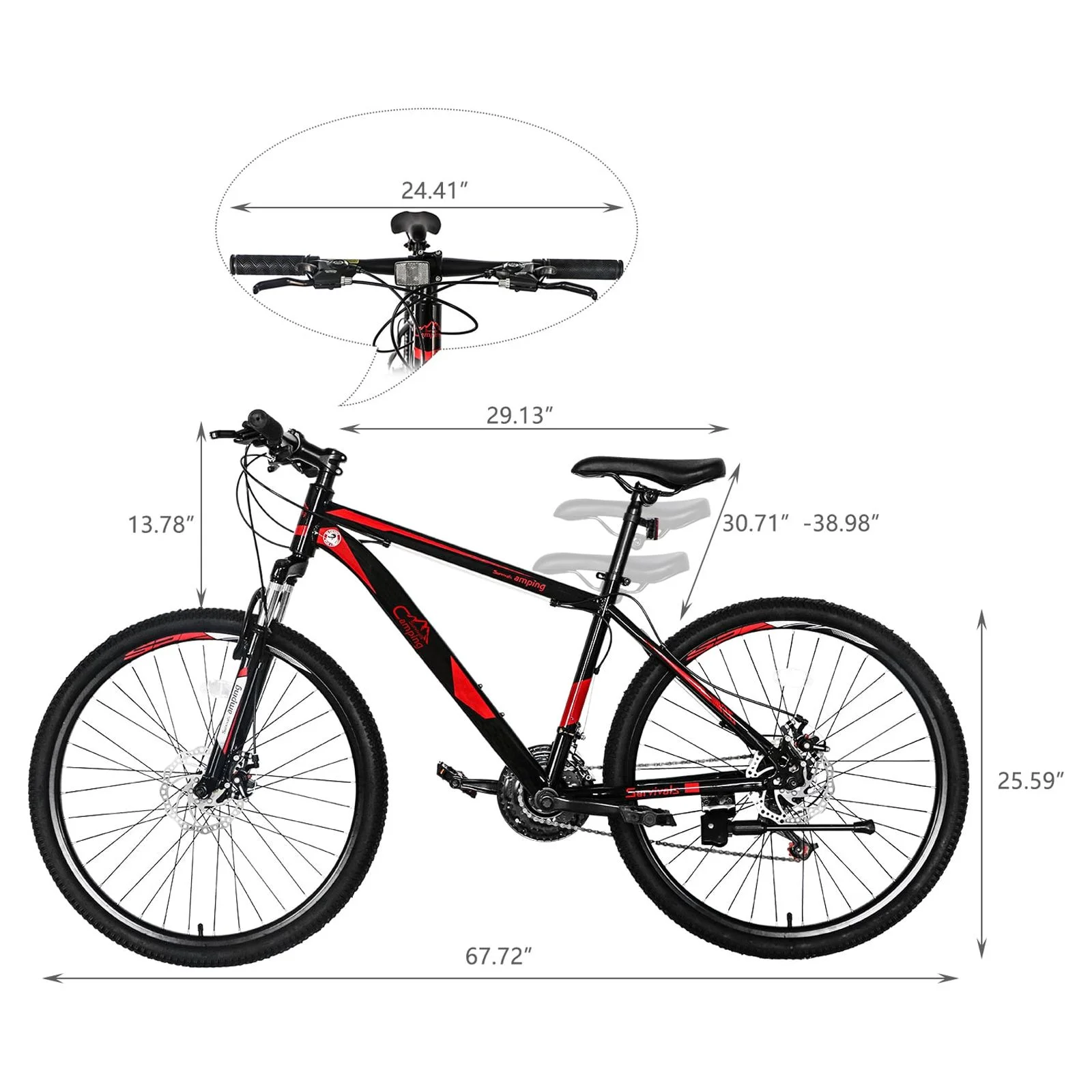 Campingsurvivals 21 Speed Mountain Bikes, with 26 inch Wheels and Dual Disc Brakes, Red/Black - Womvr