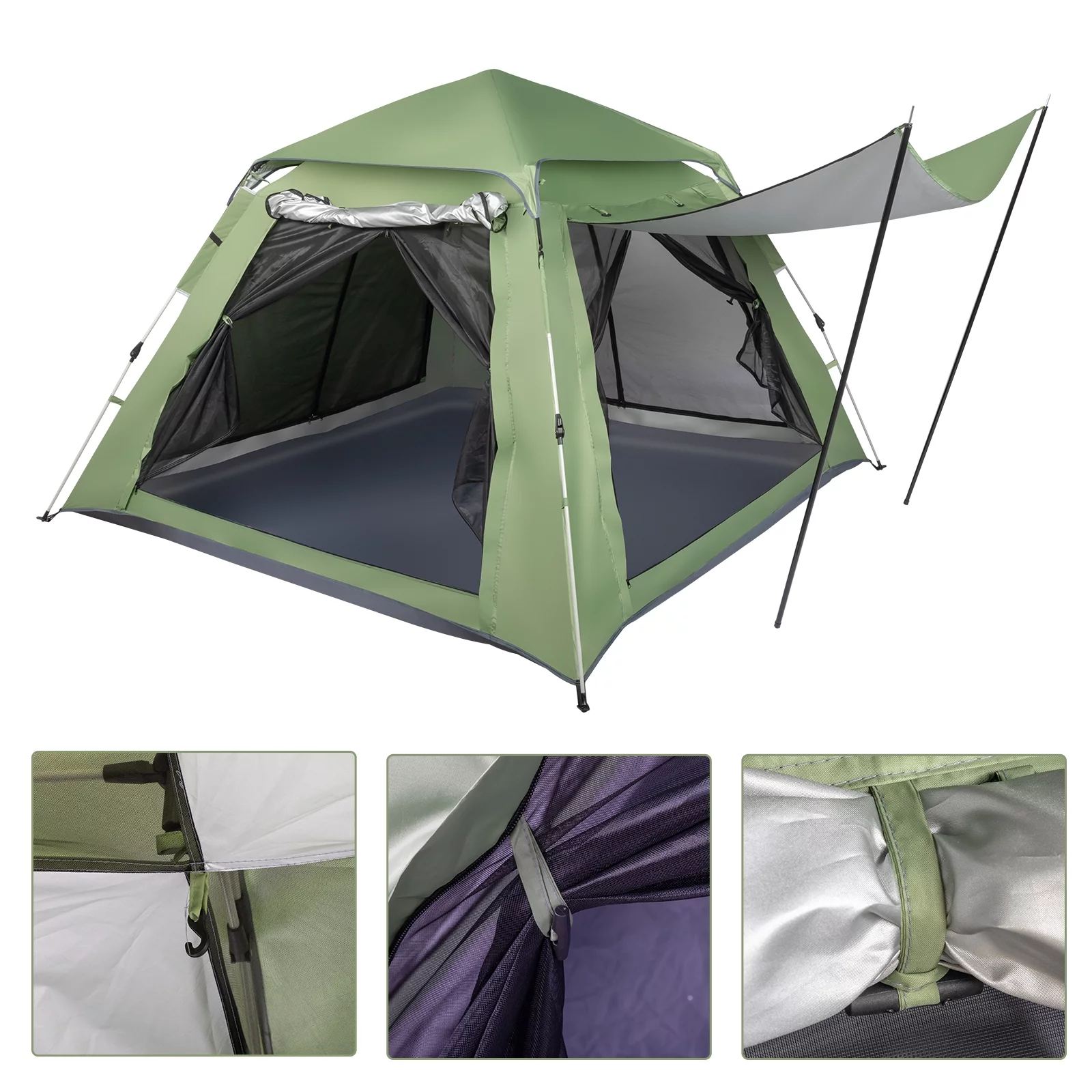 Ktaxon Camping Instant Tent  4 Person Automatic Glamping Tent Waterproof Green - Womvr