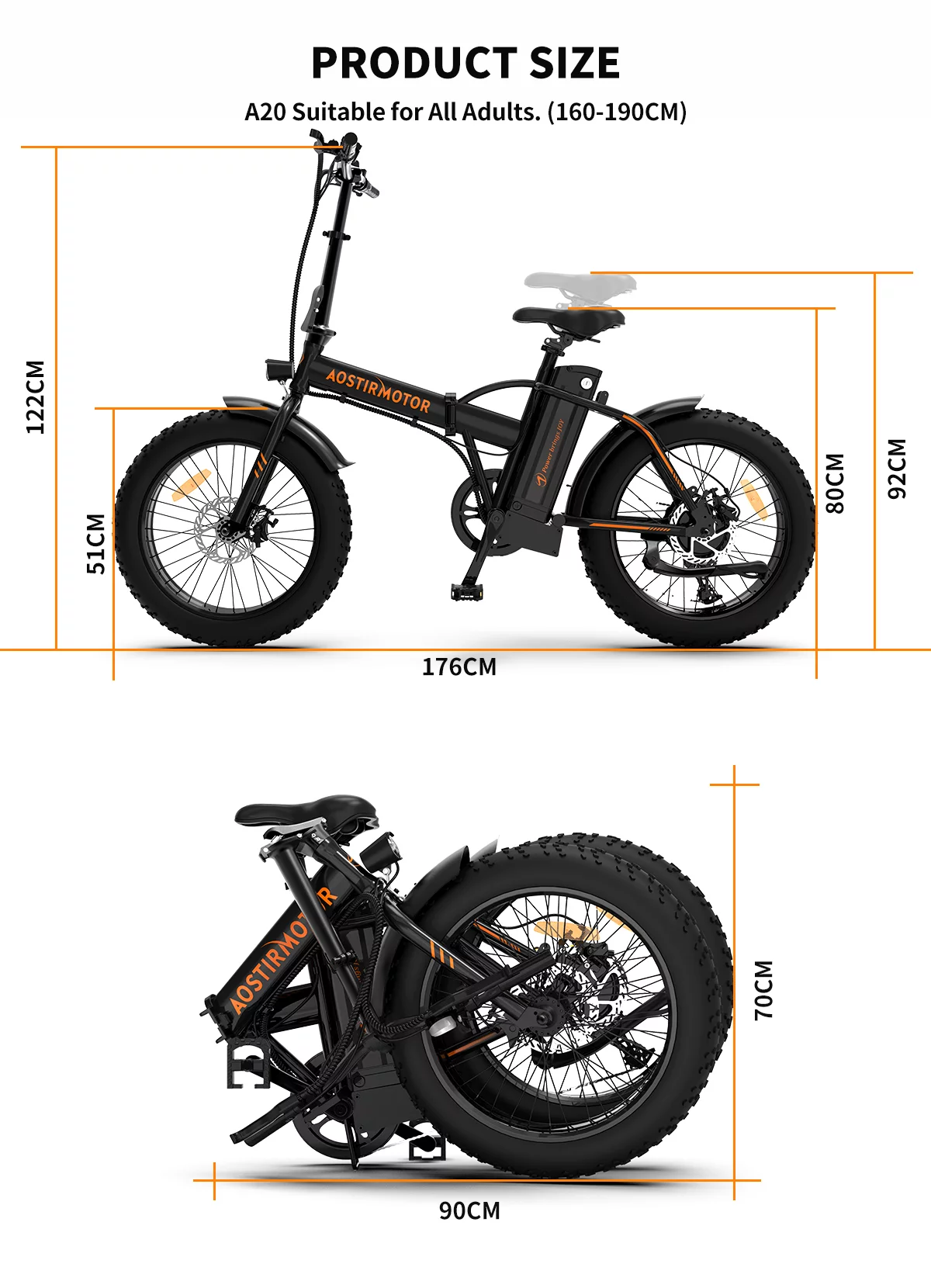 Resenkos 500W Electric Bicycle Foldable for Adults, Professional BMX E-Bike W/ 20