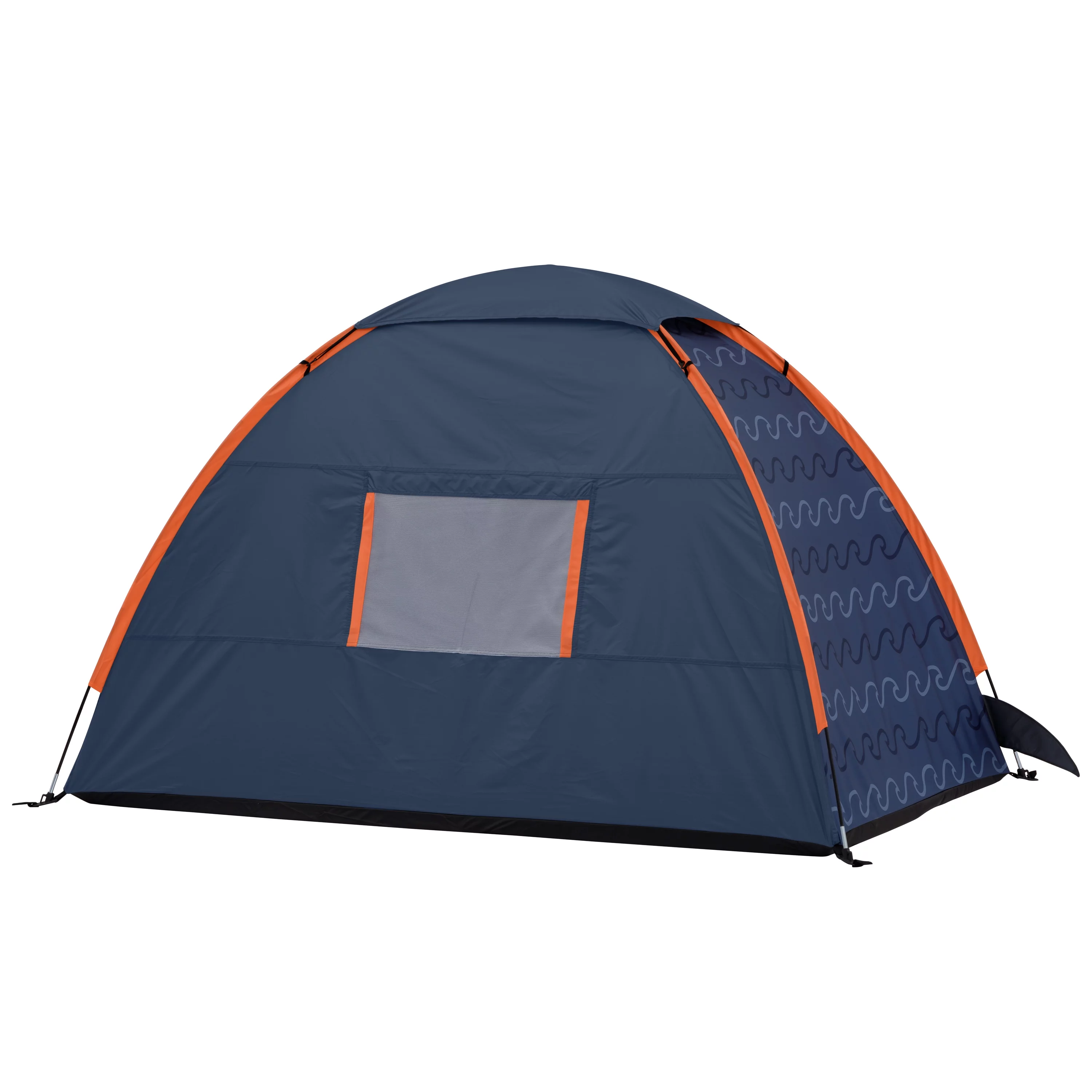 Firefly! Outdoor Gear Finn the Shark 2-Person Kid's Camping Tent - Navy/Orange/Gray Color, One Room - Womvr