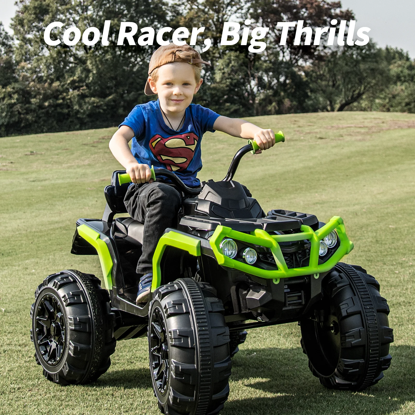 Hikiddo Kids ATV 4 Wheeler, 24V Kids Ride on Toy for Big Kid w/Bluetooth, 400W Motor - Green - Womvr