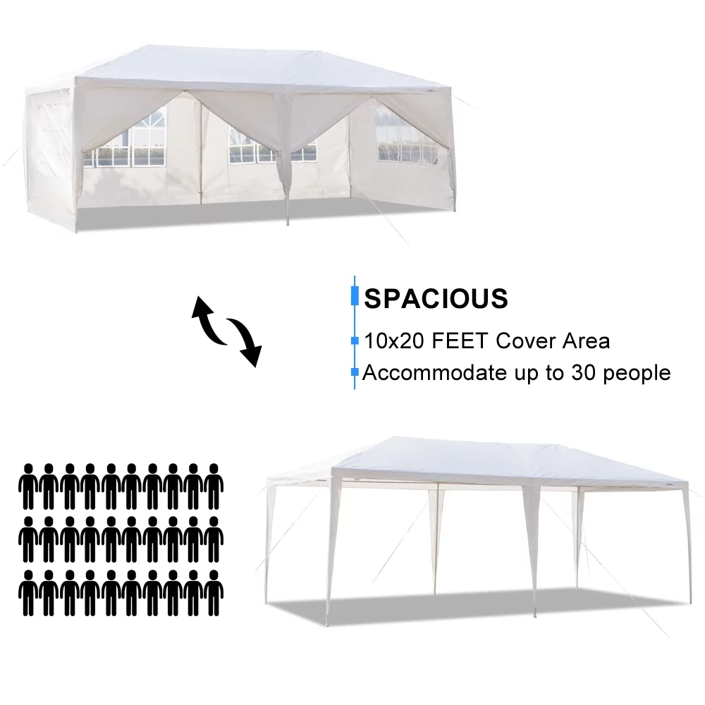 UBesGoo 10' x 10' Canopy Waterproof Party Tent Practical Outdoor Tent for Parties White - Womvr