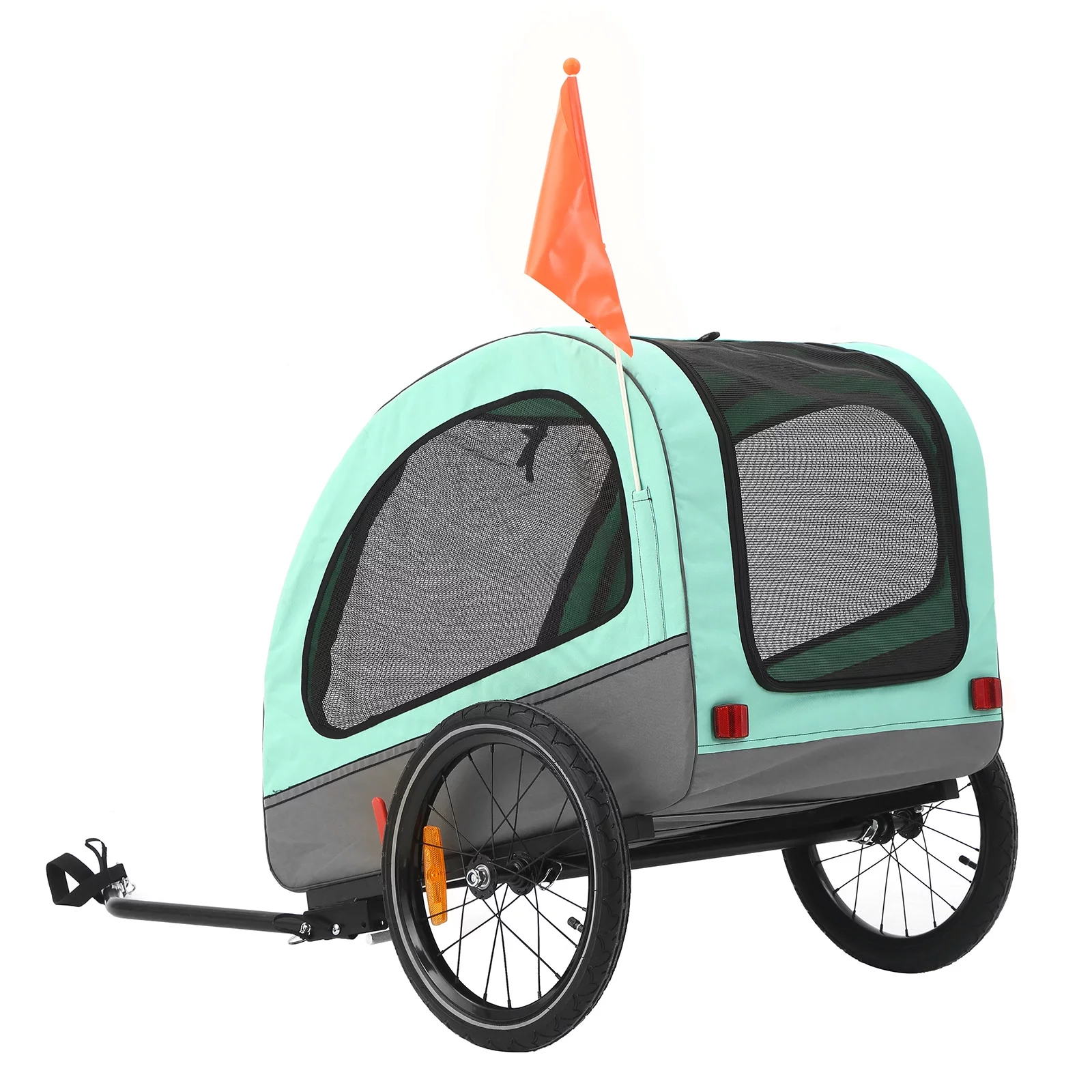 MOJAY Foldable Dog Bike Trailer with Rear Entrance for Small and Medium Pets Under 88 lbs, Outdoor Bike Trailer, Green - Womvr