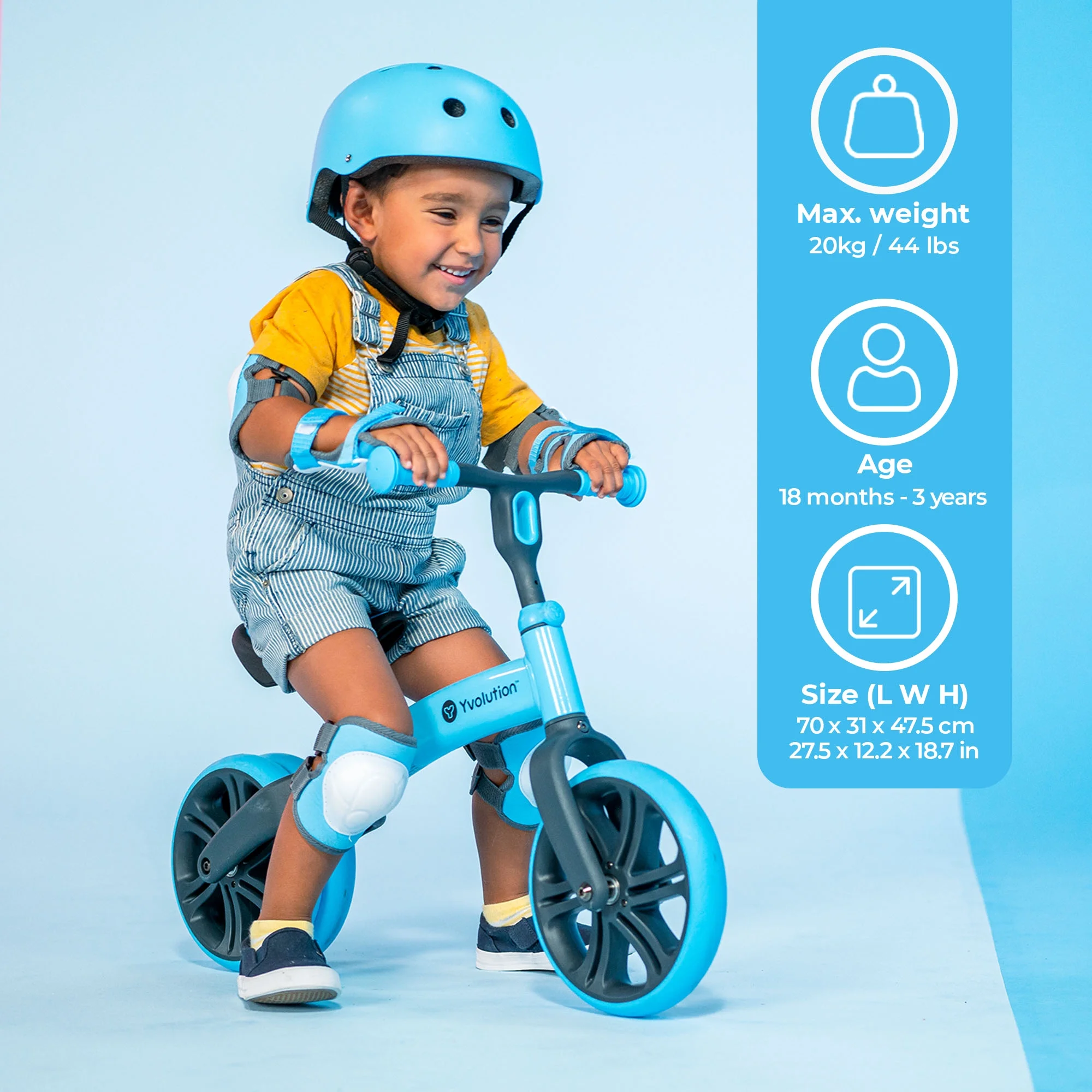 Yvolution Toddler Balance Bike 9'' Wheel (Blue) Boys and Girls, 18 Months to 3 Years Old - Womvr