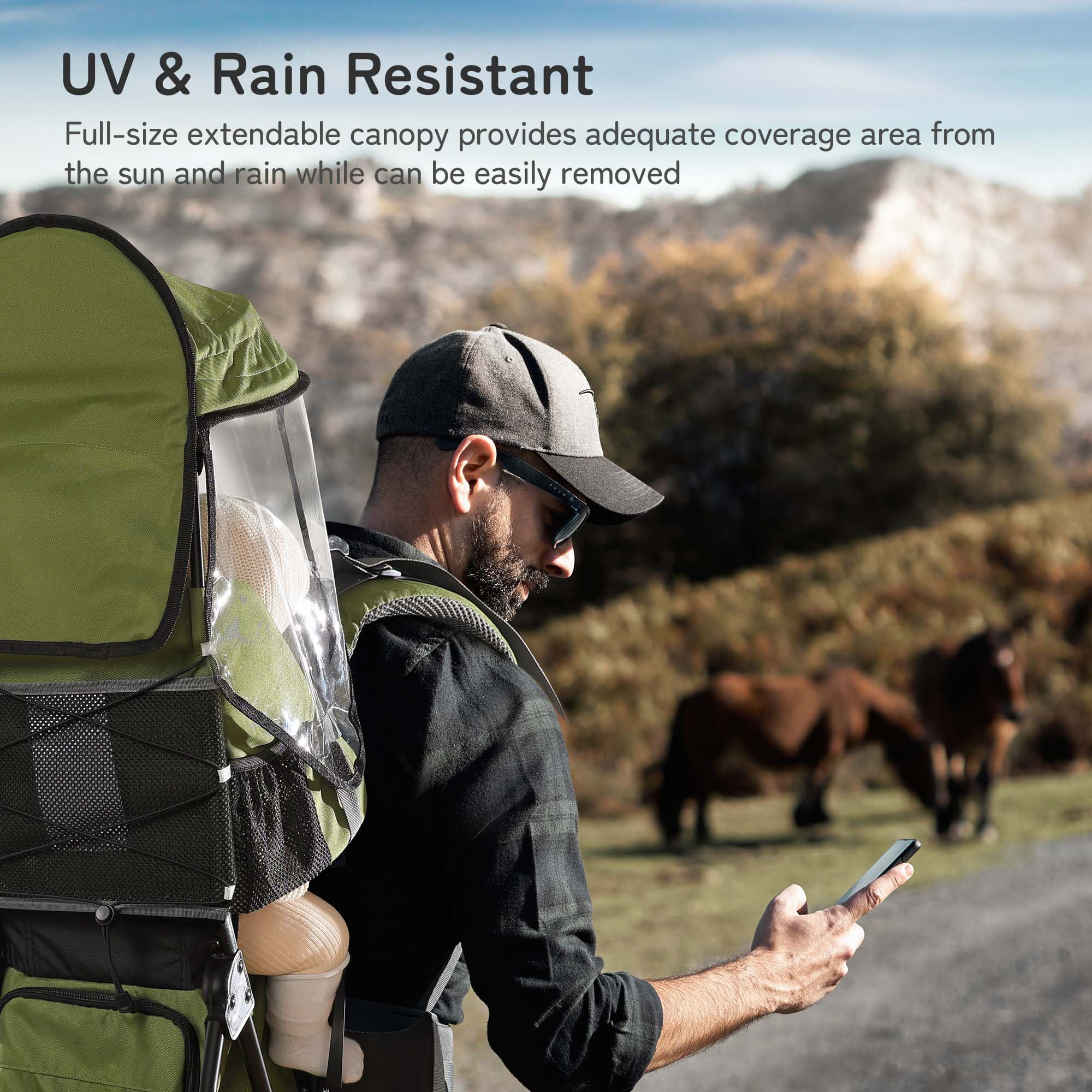 Besrey Baby Hiking Backpack Carrier for Toddlers, Waterproof & Lightweight Outdoor Child Back Frame, Black - Womvr