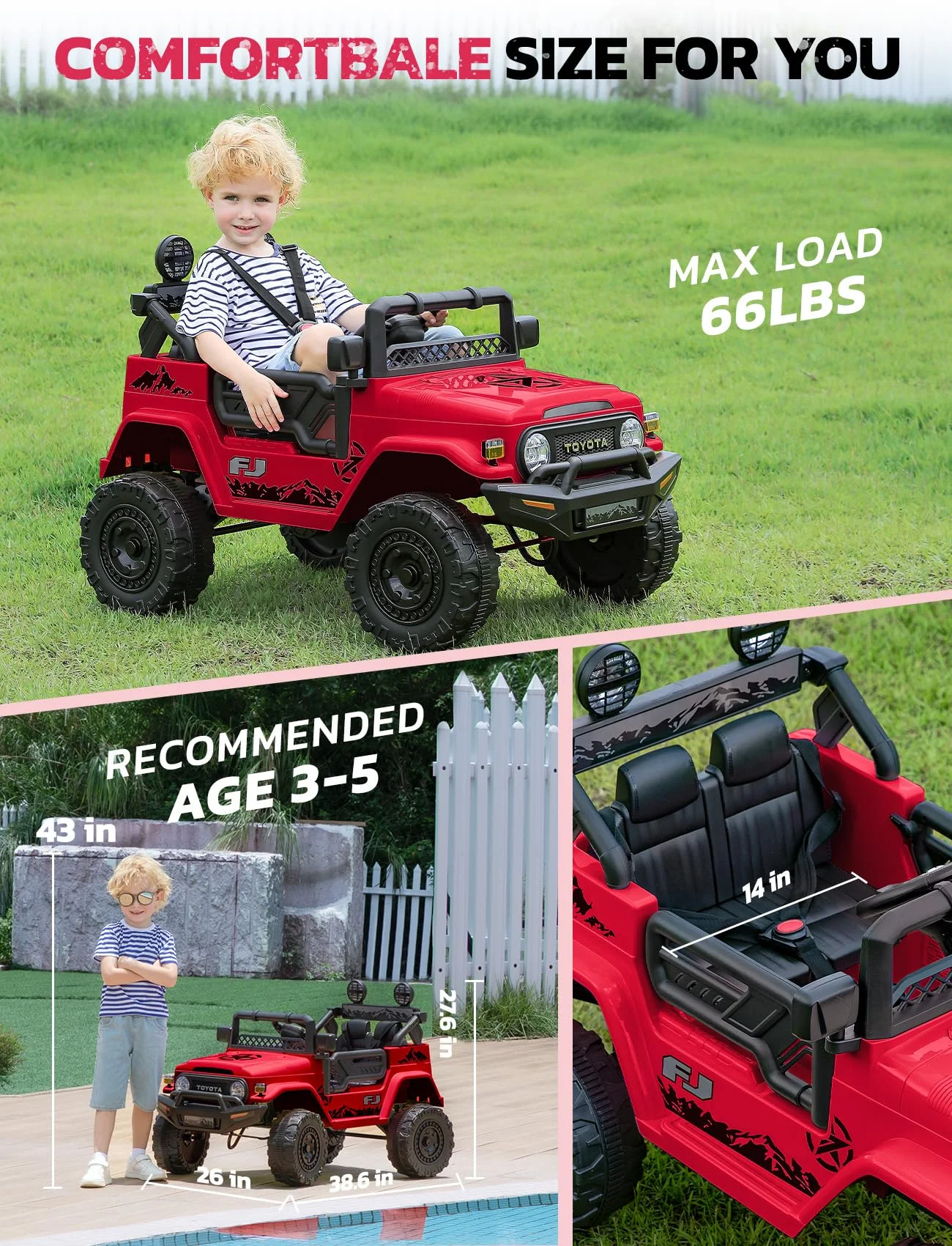 Toyota FJ Cruiser Ride on Car, 12V Powered Off-Road Toys for Kids w/ Remote,Spring Suspension,6 LED Lights,Camo Green - Womvr