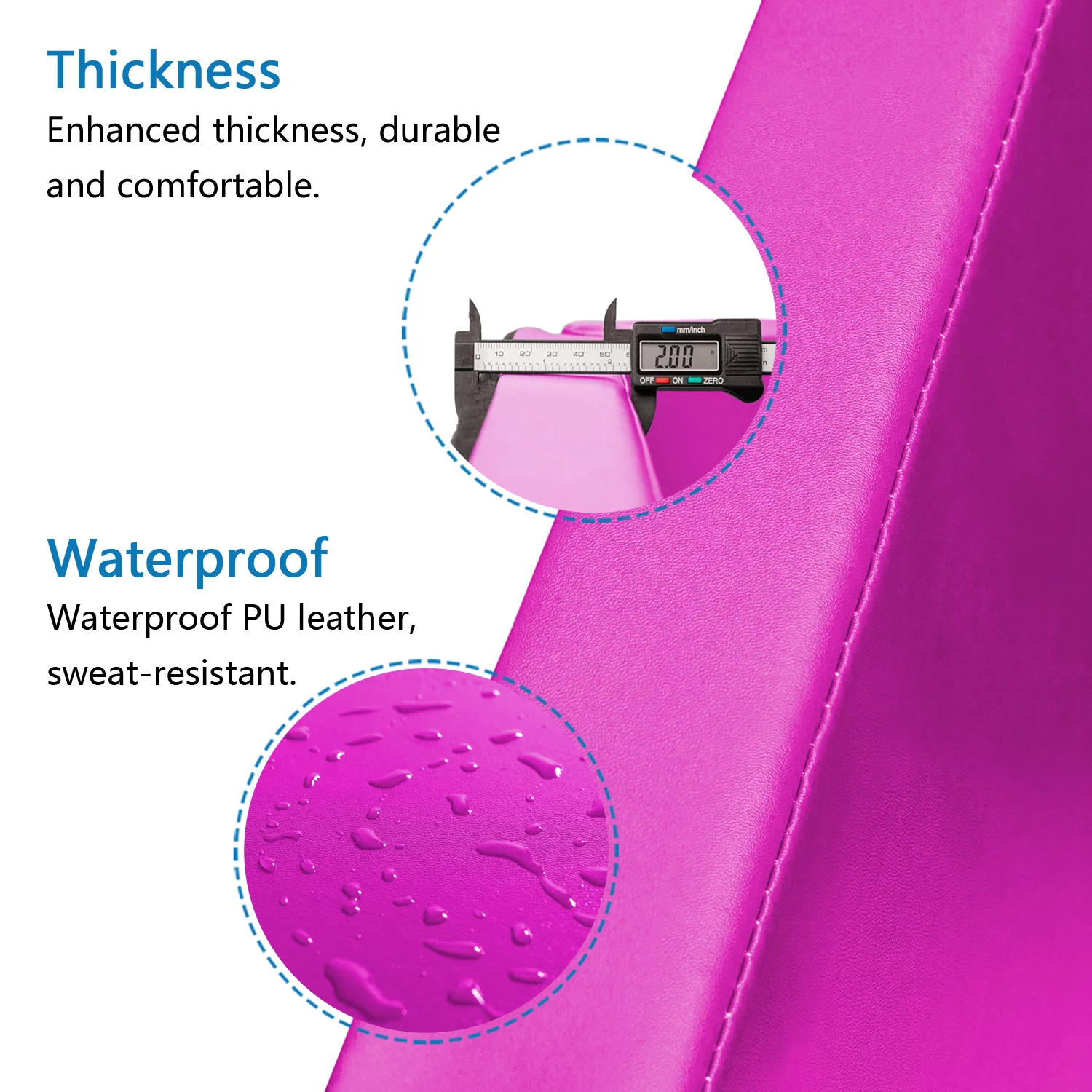 Matladin 8' Folding Gymnastics Gym Exercise Aerobics Mat, 8ft x 2ft x 2in PU Leather Tumbling Mats (Pink) - Womvr