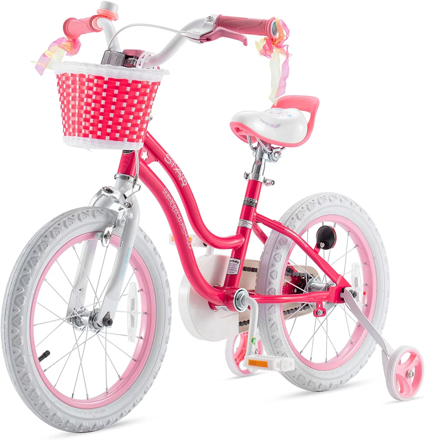 Royalbaby Girls Kids Bike Star Girl 12 In Bicycle Basket Training Wheels Blue Child's Cycle - Womvr