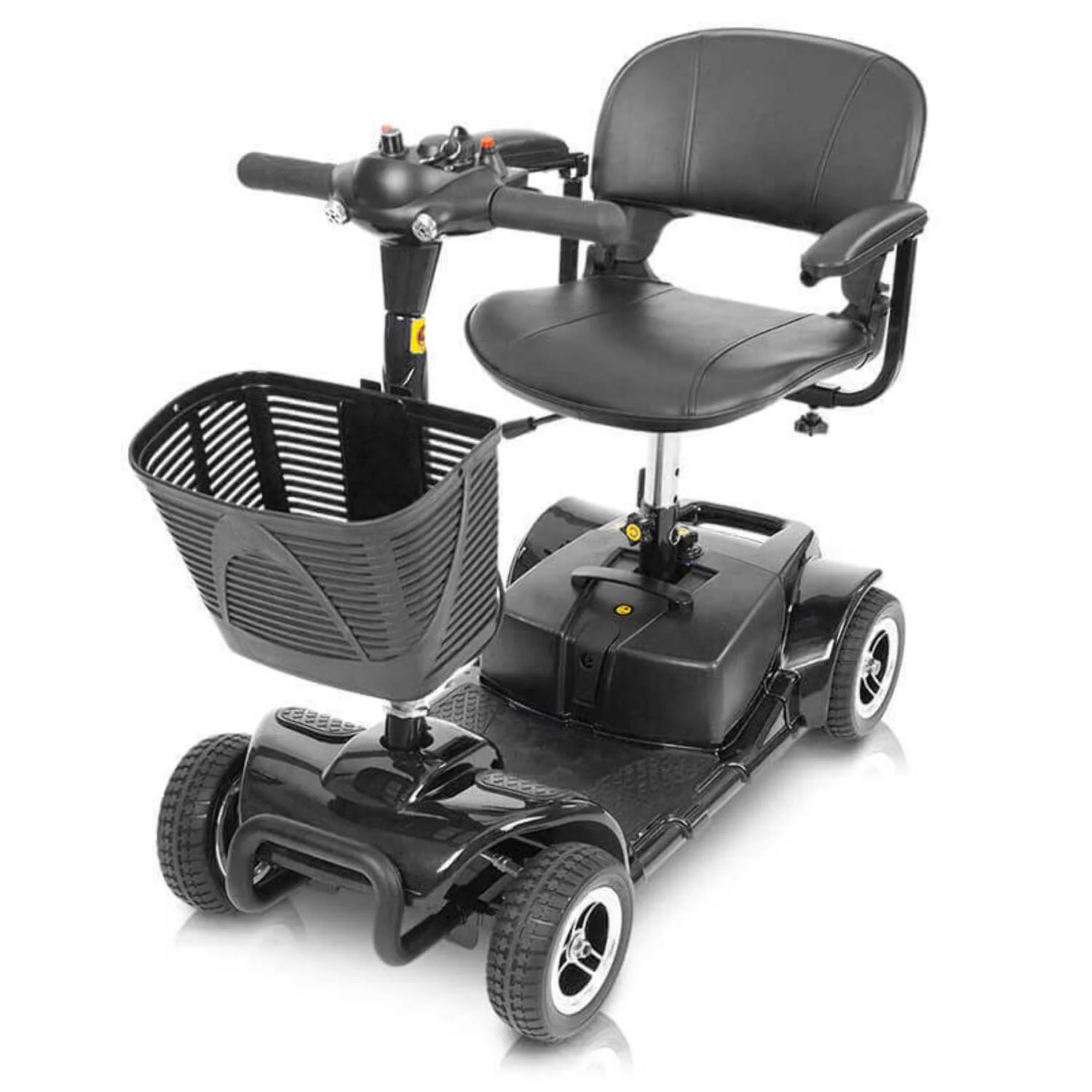Vive 4 Wheel Battery Powered Mobility Scooter - Electric Transport Chair- Compact Heavy Duty Mobile for Travel, Adults, Elderly with Basket and Charger Included - Womvr