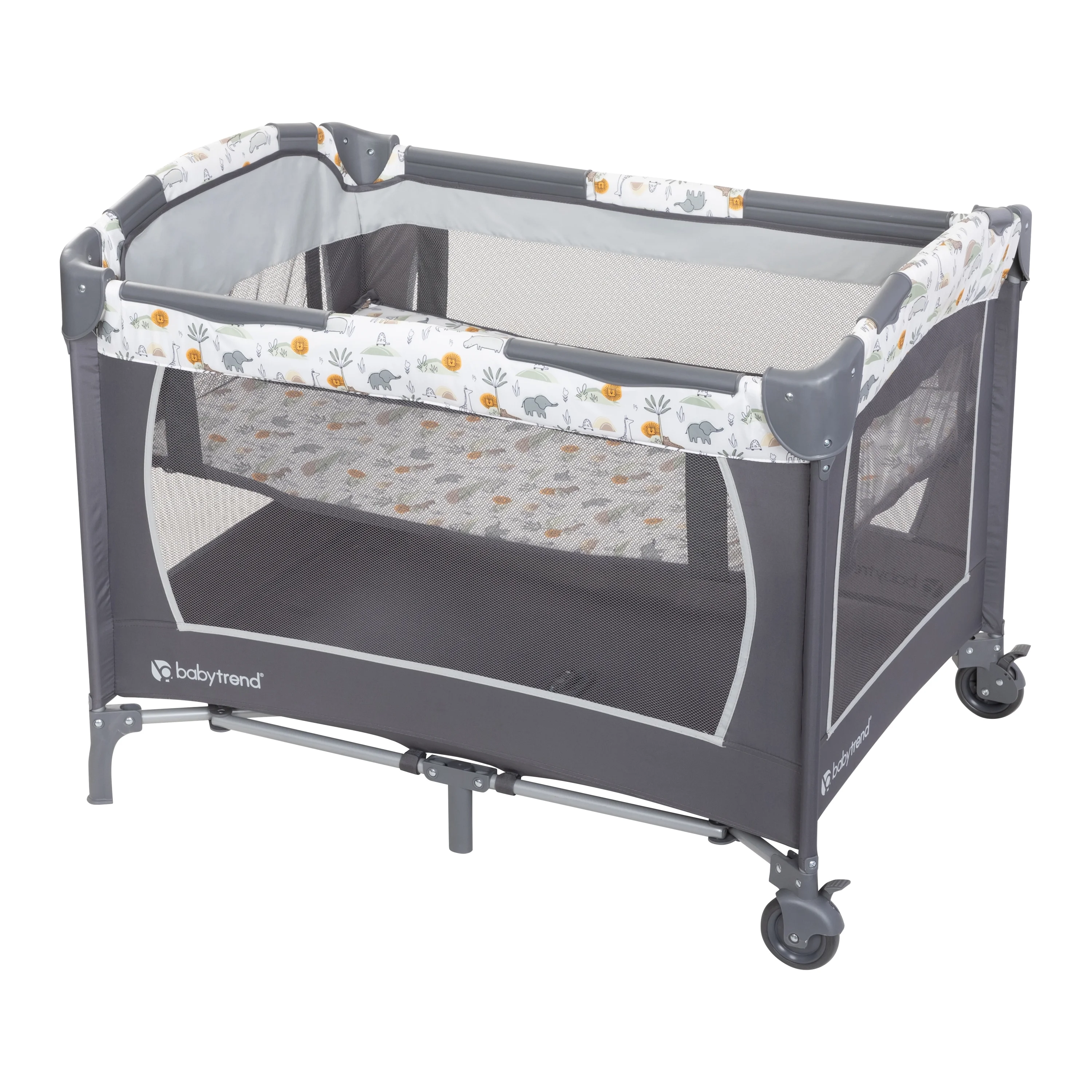 Baby Trend Nursery Center Playard - Animal Jubilee, Grey, Infant - Womvr